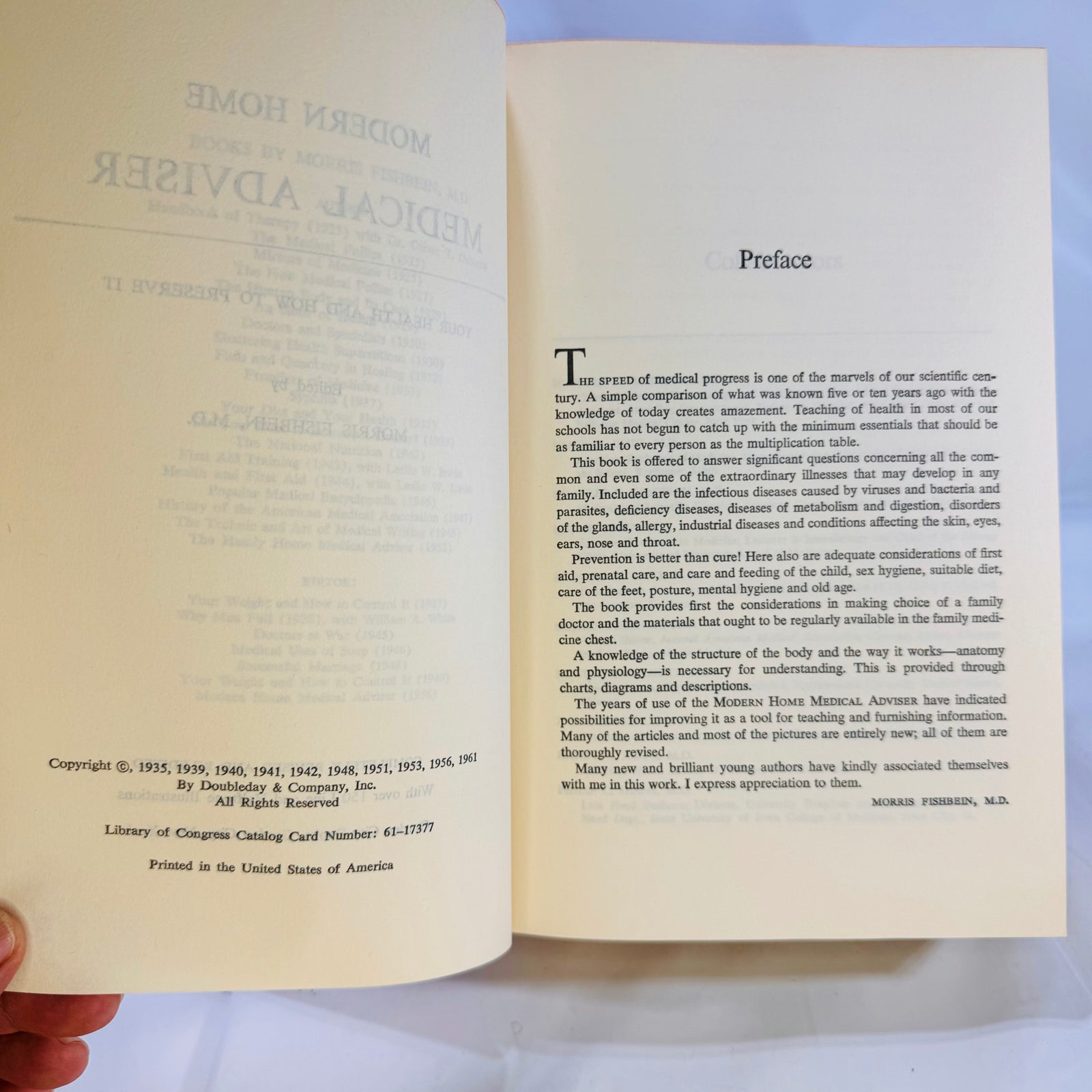 Modern Medical Adviser edited by Morris Fishbein, MD 1961 Garden City Publishers