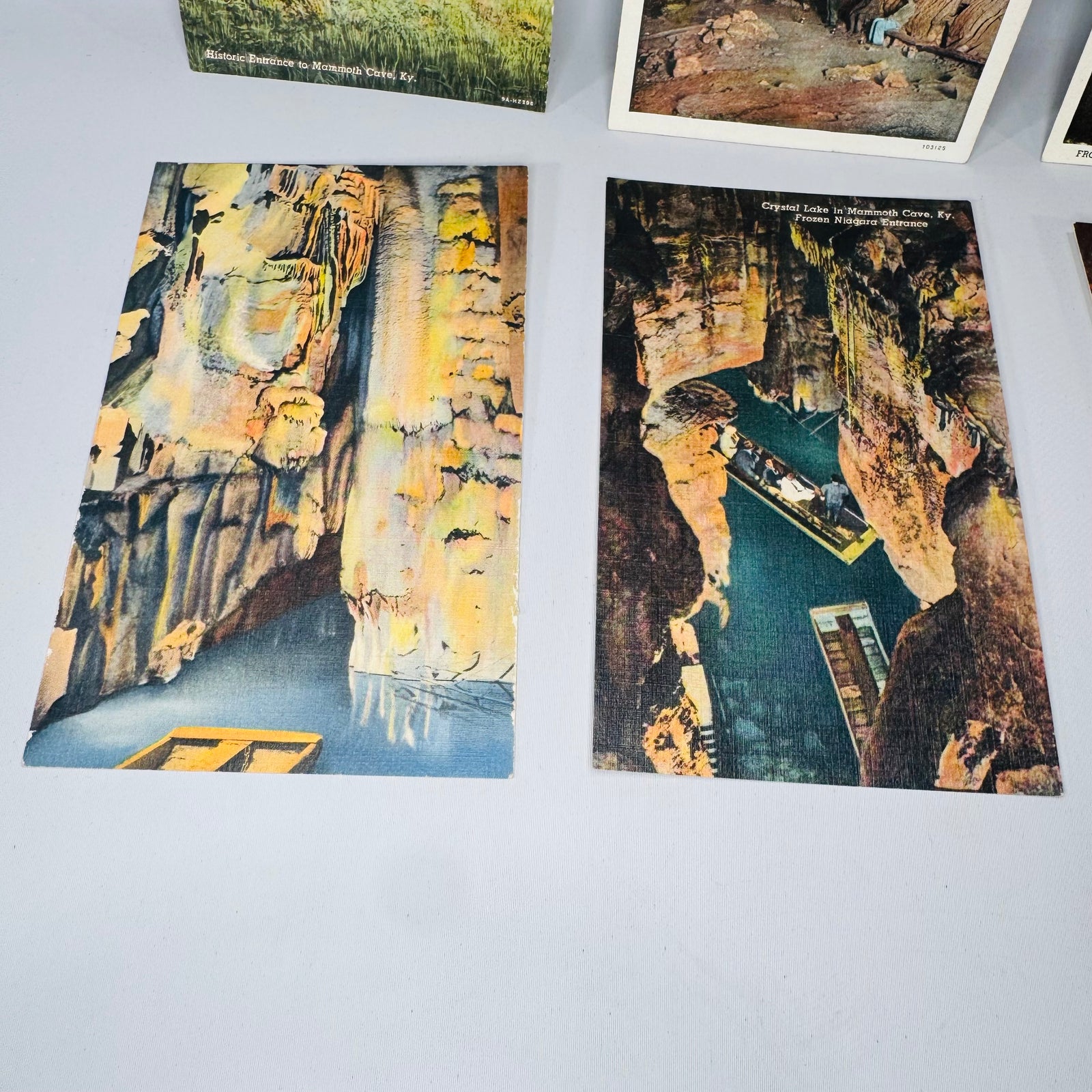Vintage Travel Ephemera — Mammoth Cave Kentucky Linen Postcard Set (Linen Era) — Curt Teich “C.T. American Art” | 6 Scenic Views, Travel Ephemera