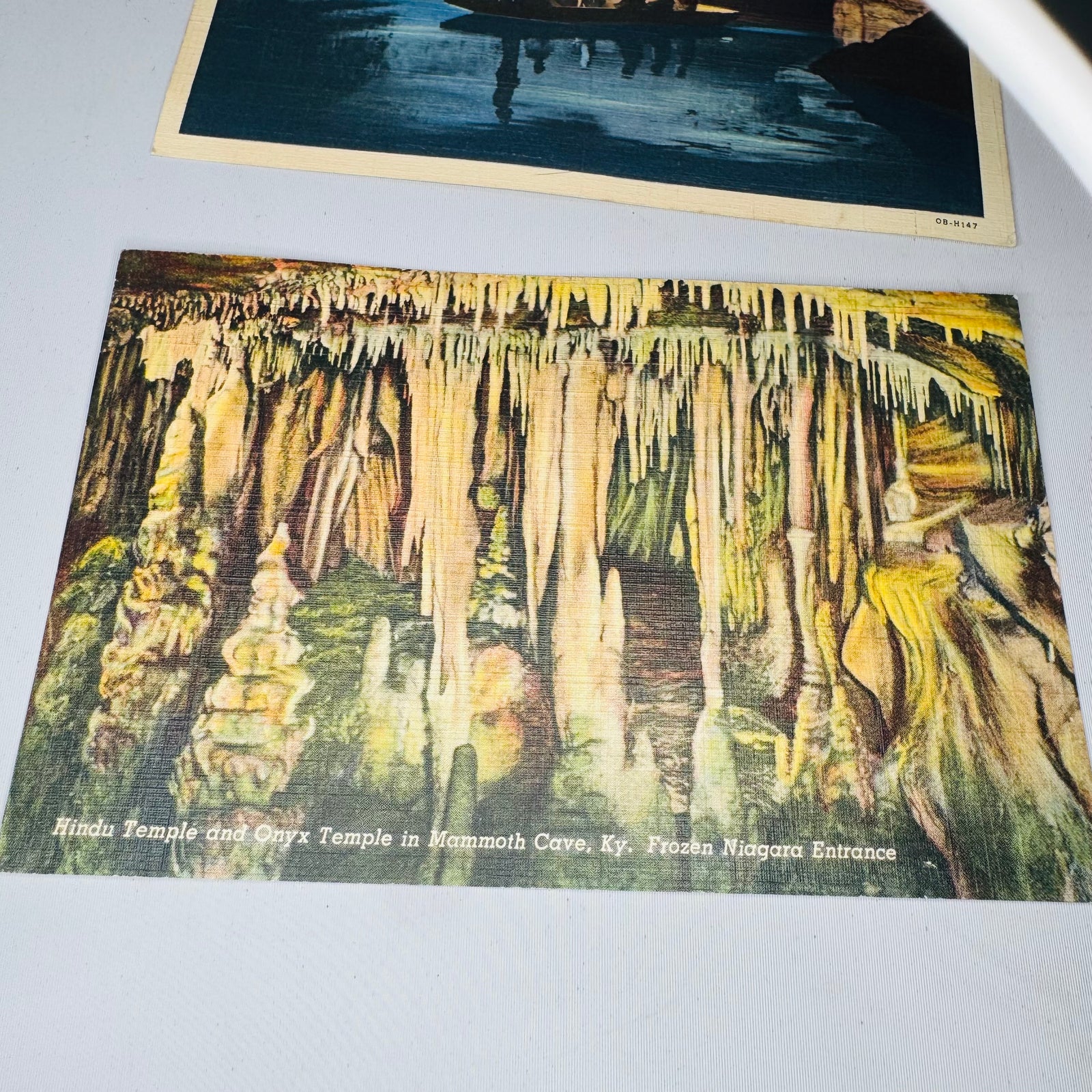 Vintage Linen Postcard Set, Travel Souvenir Ephemera — Mammoth Cave Kentucky Views (c. 1930s–1940s) — Curt Teich “C.T. Art-Colortone” | Cave Scenes, Travel Souvenir Ephemera