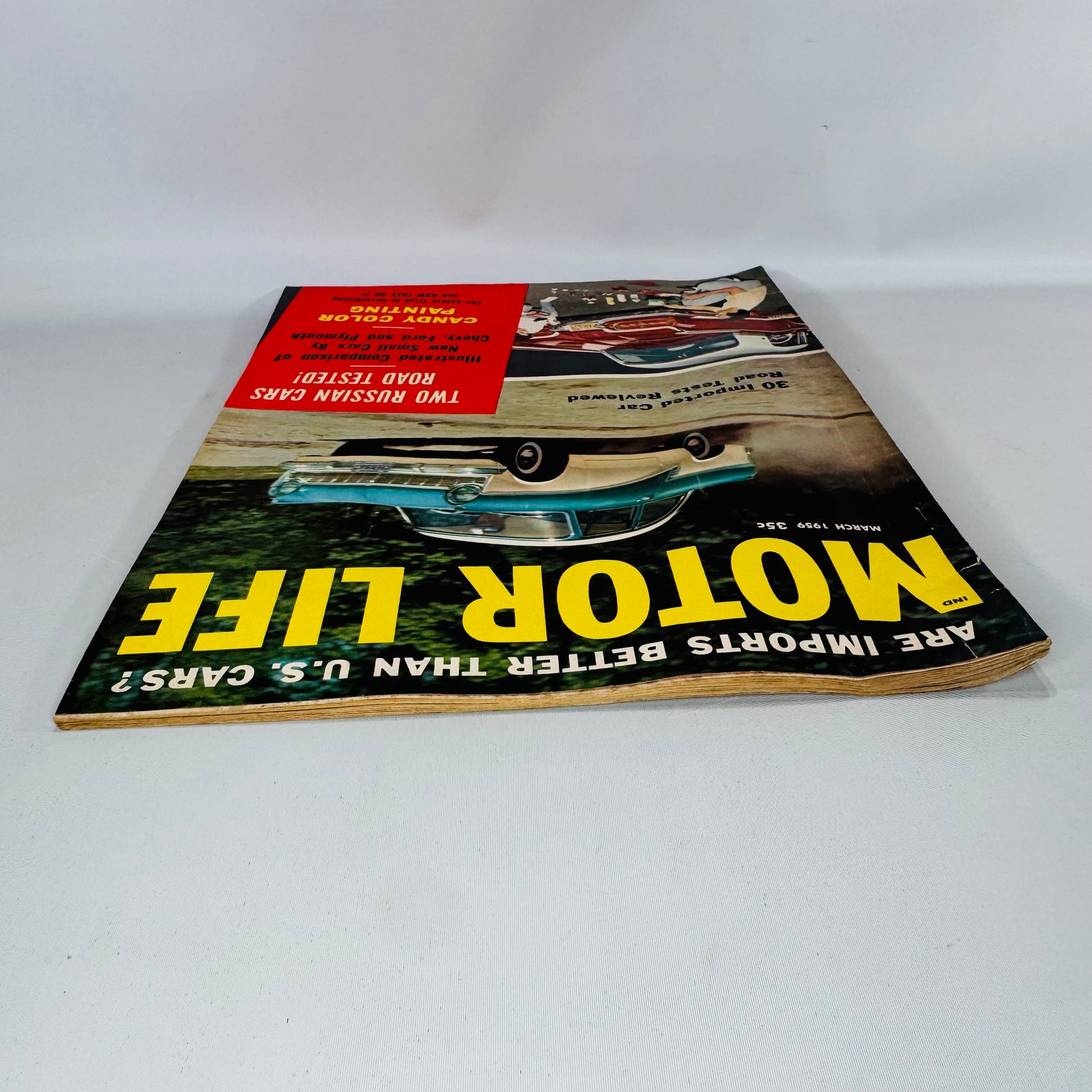 Vintage Motor Life Magazine (March 1959) — Imports vs U.S. Cars, Edsel + Ranchero Road Tests | Two Russian Cars Tested, Automotive History Magazine