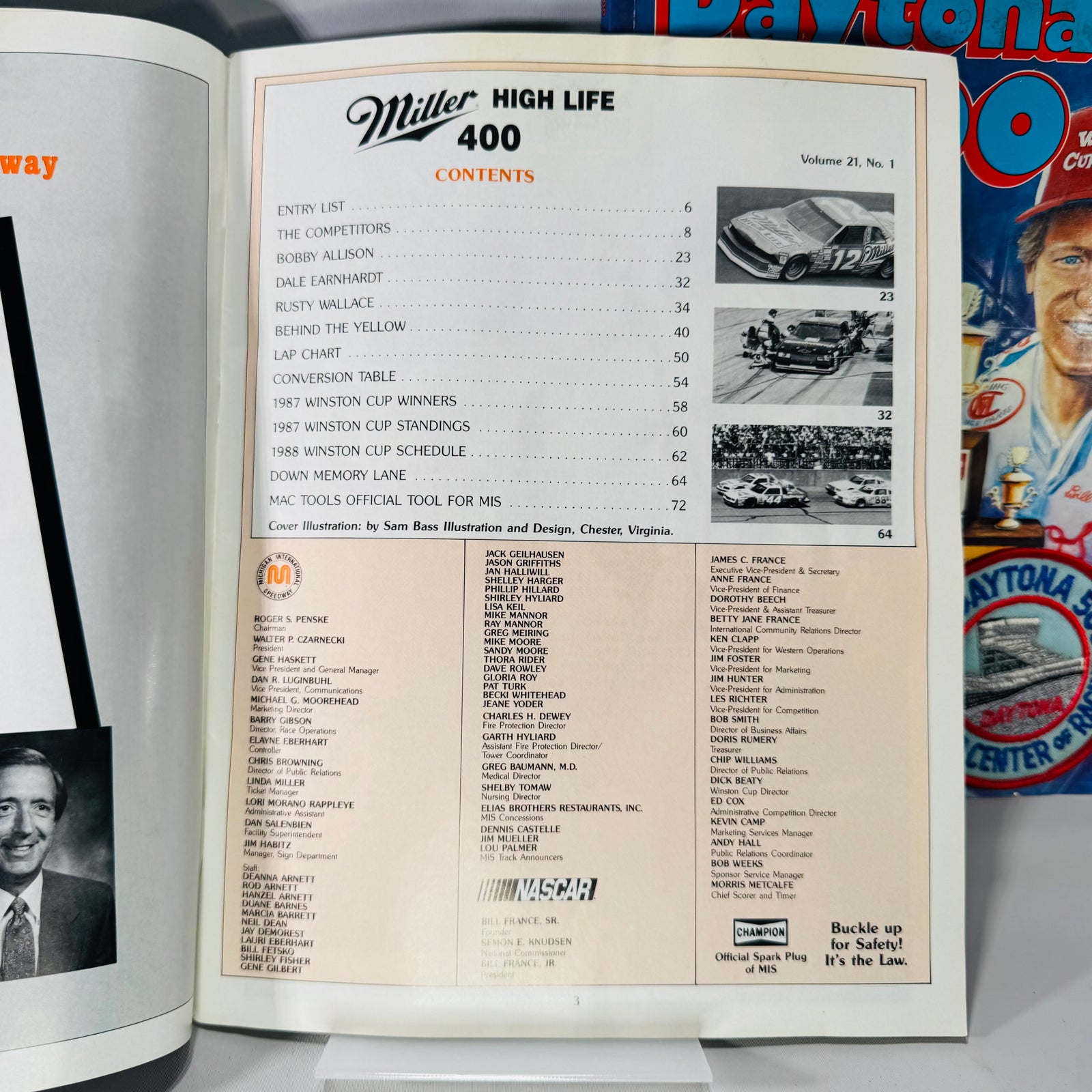 NASCAR Program Bundle (2) — 1988 Miller High Life 400 (MIS) + 1989 Daytona 500 Program w/ Patch