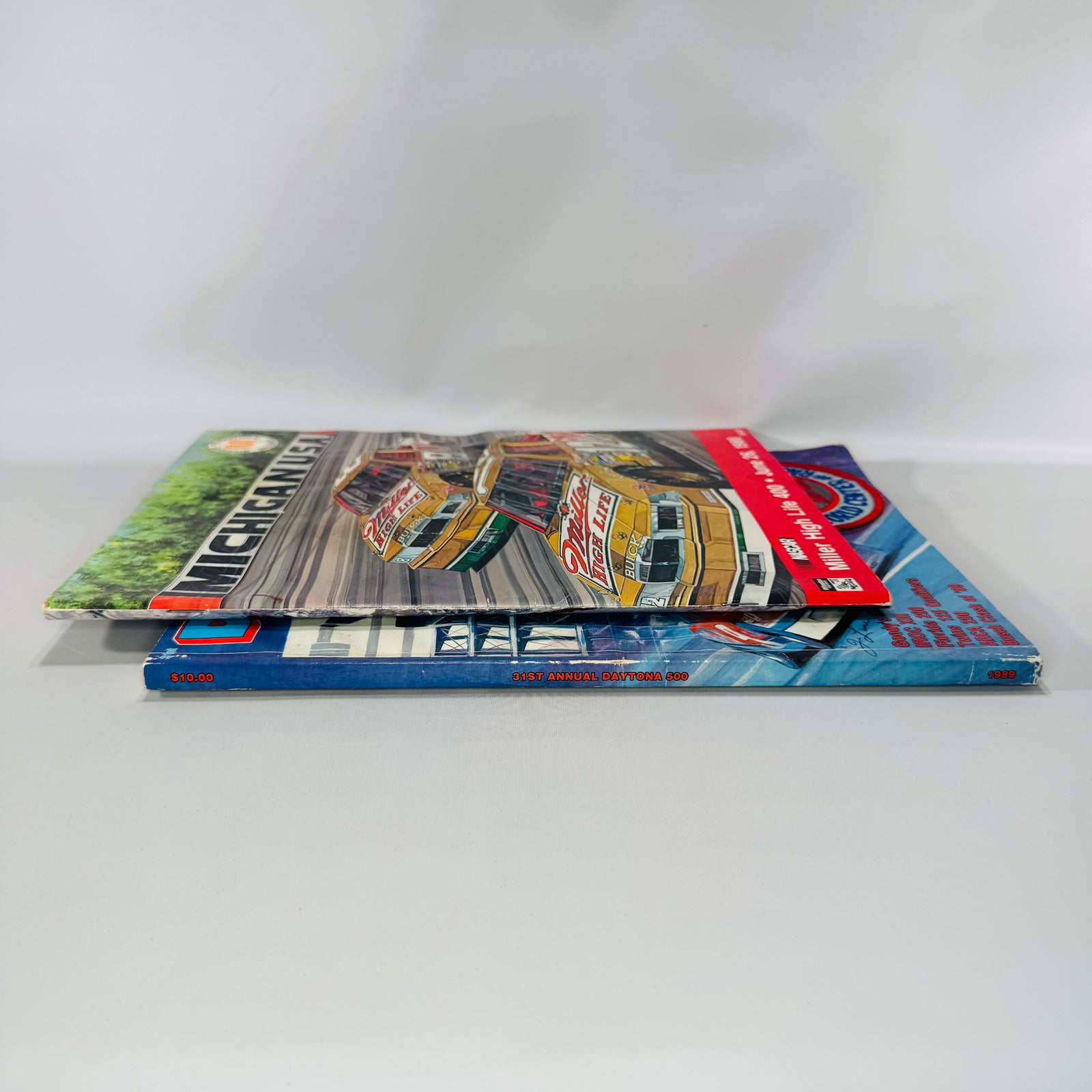 NASCAR Program Bundle (2) — 1988 Miller High Life 400 (MIS) + 1989 Daytona 500 Program w/ Patch