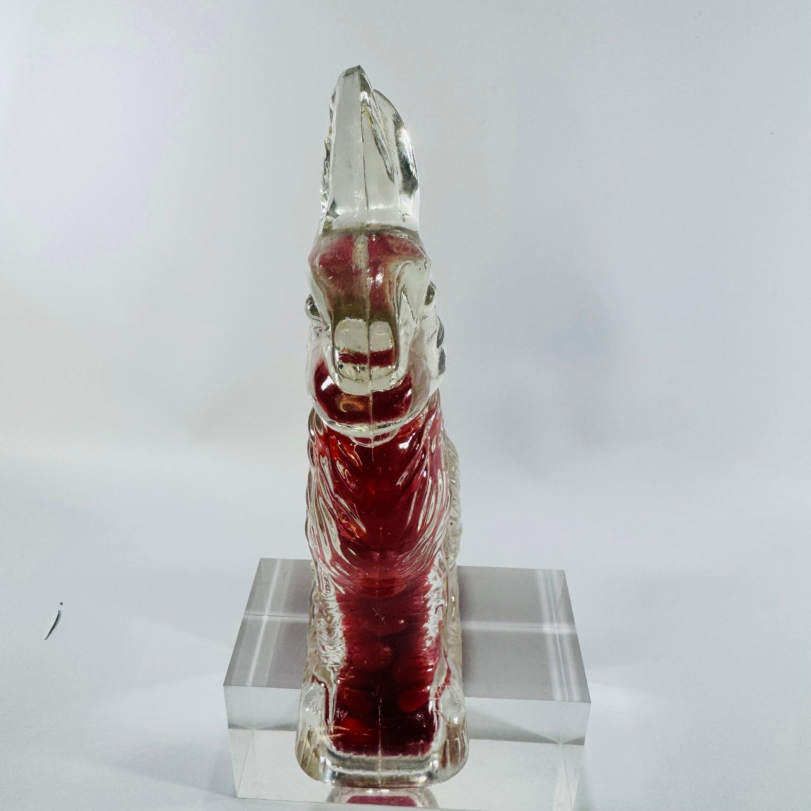 Action International LTD Clear Glass Rabbit Figurine Paperweight 1980s Bunny Decor