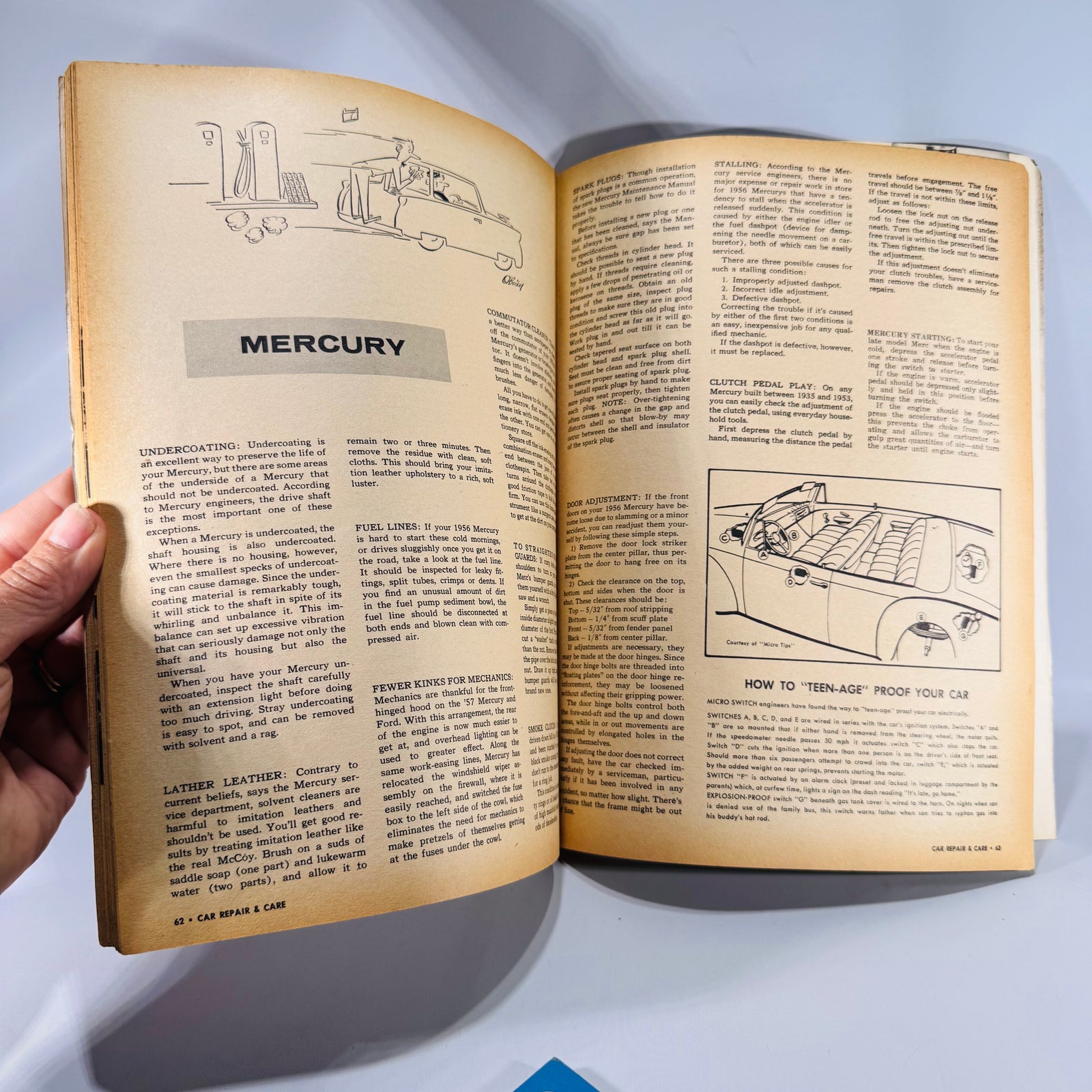 Car Repair and Care 1950s Mercury section pages