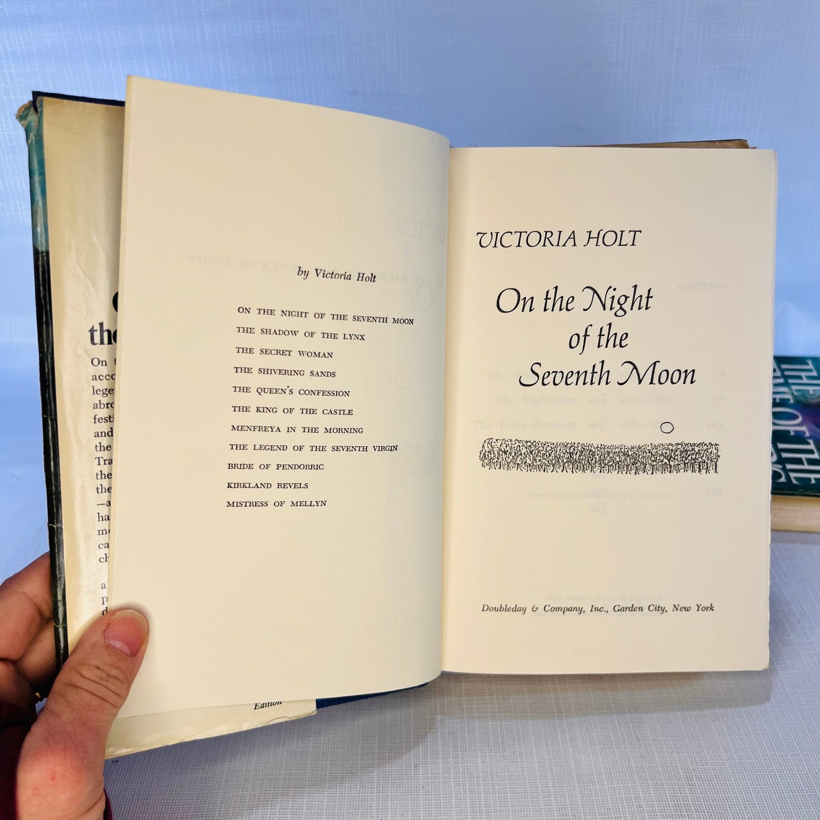Two Victoria Holt Vintage Books: On The Night of the Seventh Moon 1972 The Time of the Hunters Moon 1983 Double Day & Co