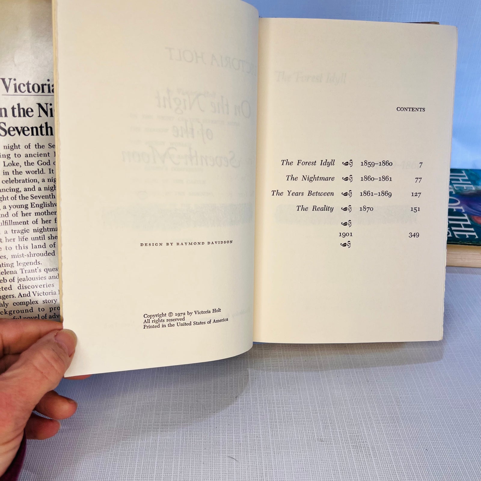 Two Victoria Holt Vintage Books: On The Night of the Seventh Moon 1972 The Time of the Hunters Moon 1983 Double Day & Co