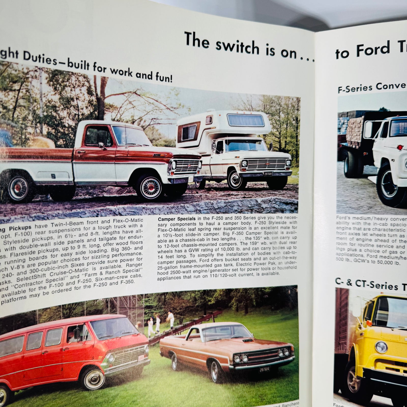 Vintage Ford Truck Dealer Brochure — Ford Trucks and All-Purpose Utility Vehicles for 1969 (1969) — Original Dealership Sales Brochure | Fold-Out Color Specs, Automotive Memorabilia