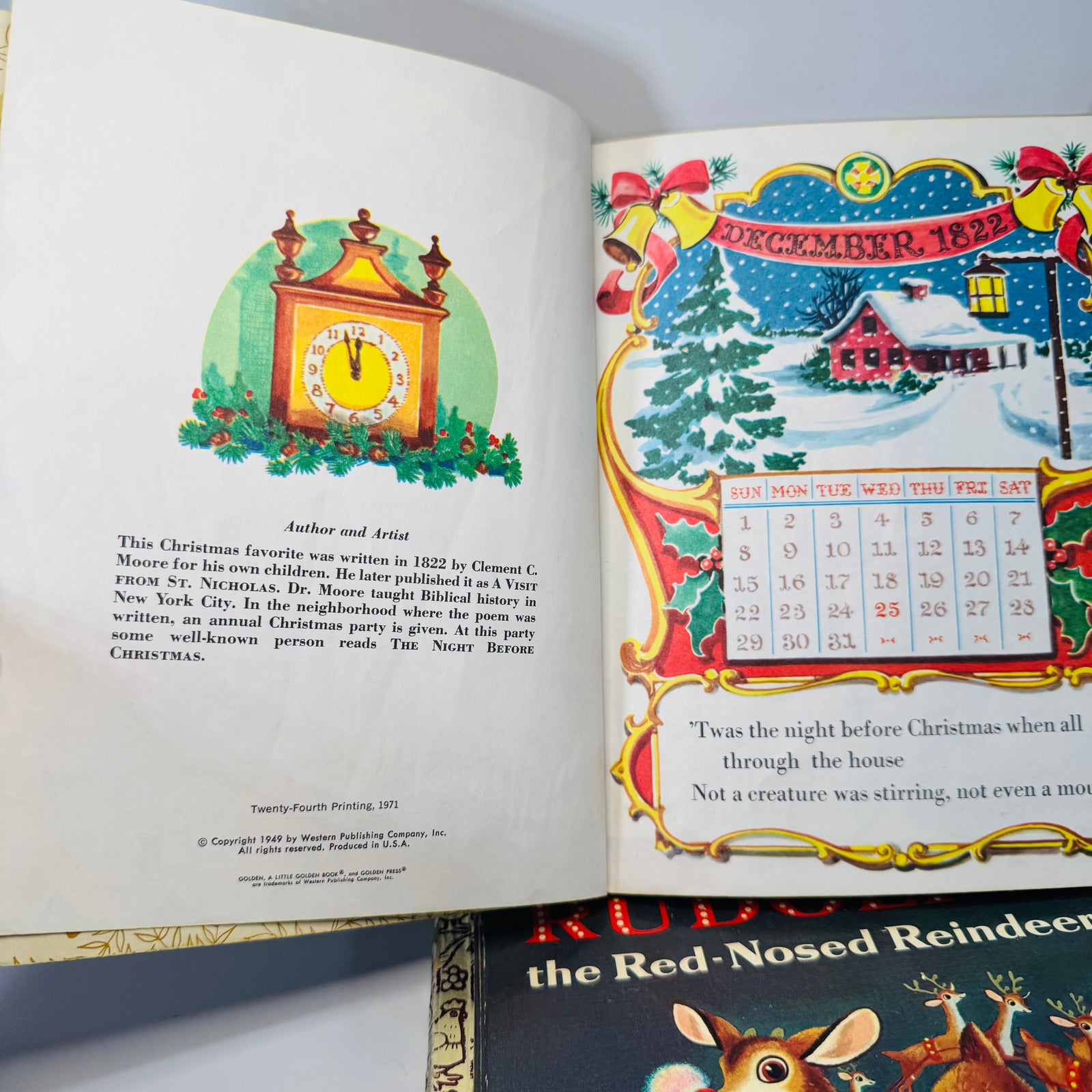Vintage Little Golden Books Christmas Bundle of 4 — Night Before Christmas, Santa’s Surprise Book, Rudolph, Frosty (1970s printings) — Golden Press | Holiday Kids Classics