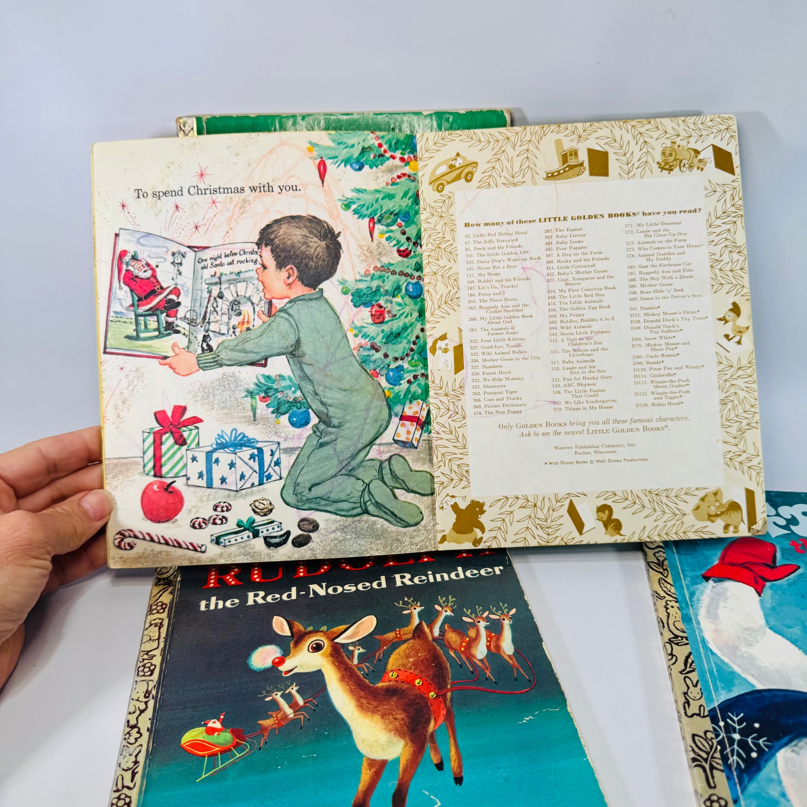 Vintage Little Golden Books Christmas Bundle of 4 — Night Before Christmas, Santa’s Surprise Book, Rudolph, Frosty (1970s printings) — Golden Press | Holiday Kids Classics