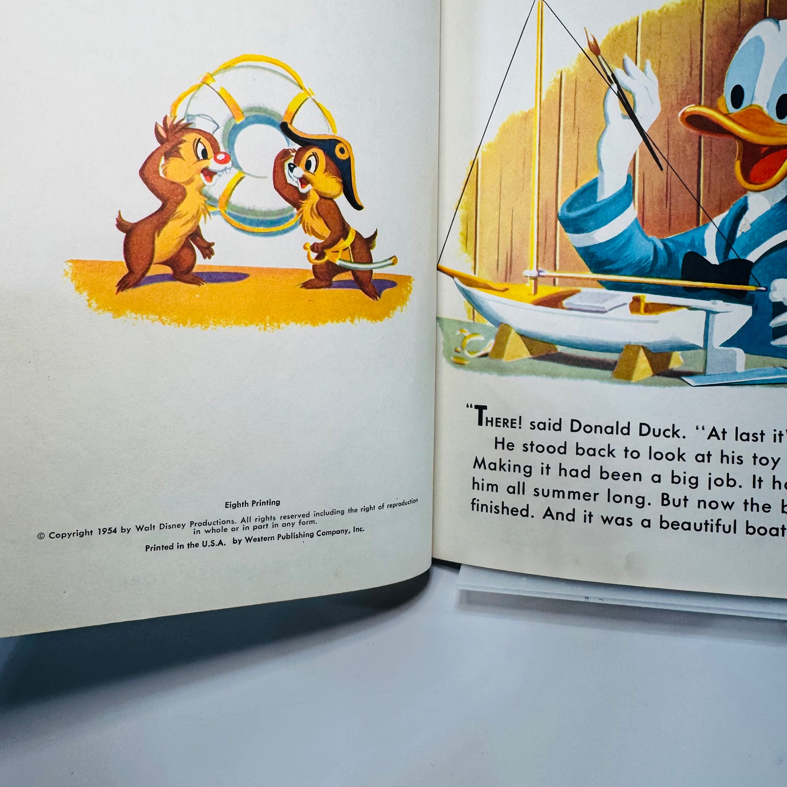 Vintage Little Golden Book — Walt Disney’s Donald Duck’s Toy Sailboat (1954, 8th Printing) — Annie North Bedford | Golden Press Disney Classic, Children’s Illustrated Fiction