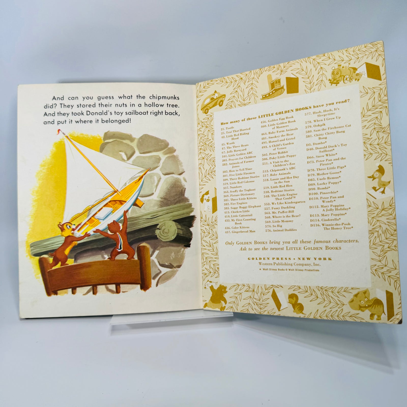 Vintage Little Golden Book — Walt Disney’s Donald Duck’s Toy Sailboat (1954, 8th Printing) — Annie North Bedford | Golden Press Disney Classic, Children’s Illustrated Fiction