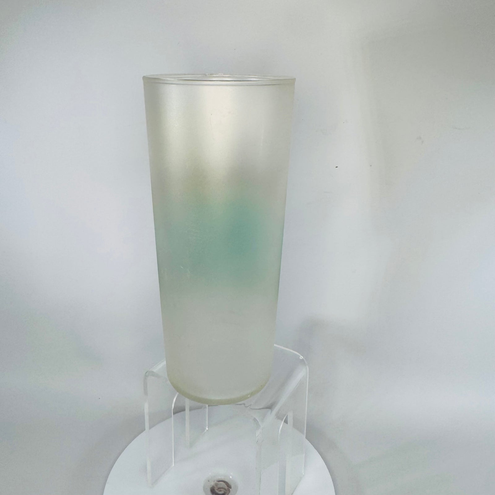 Vintage Libbey Lake Tahoe Emerald Bay Frosted Glass Tumbler 1970s, California Souvenir Barware, 6.5” Tall Scenic Print