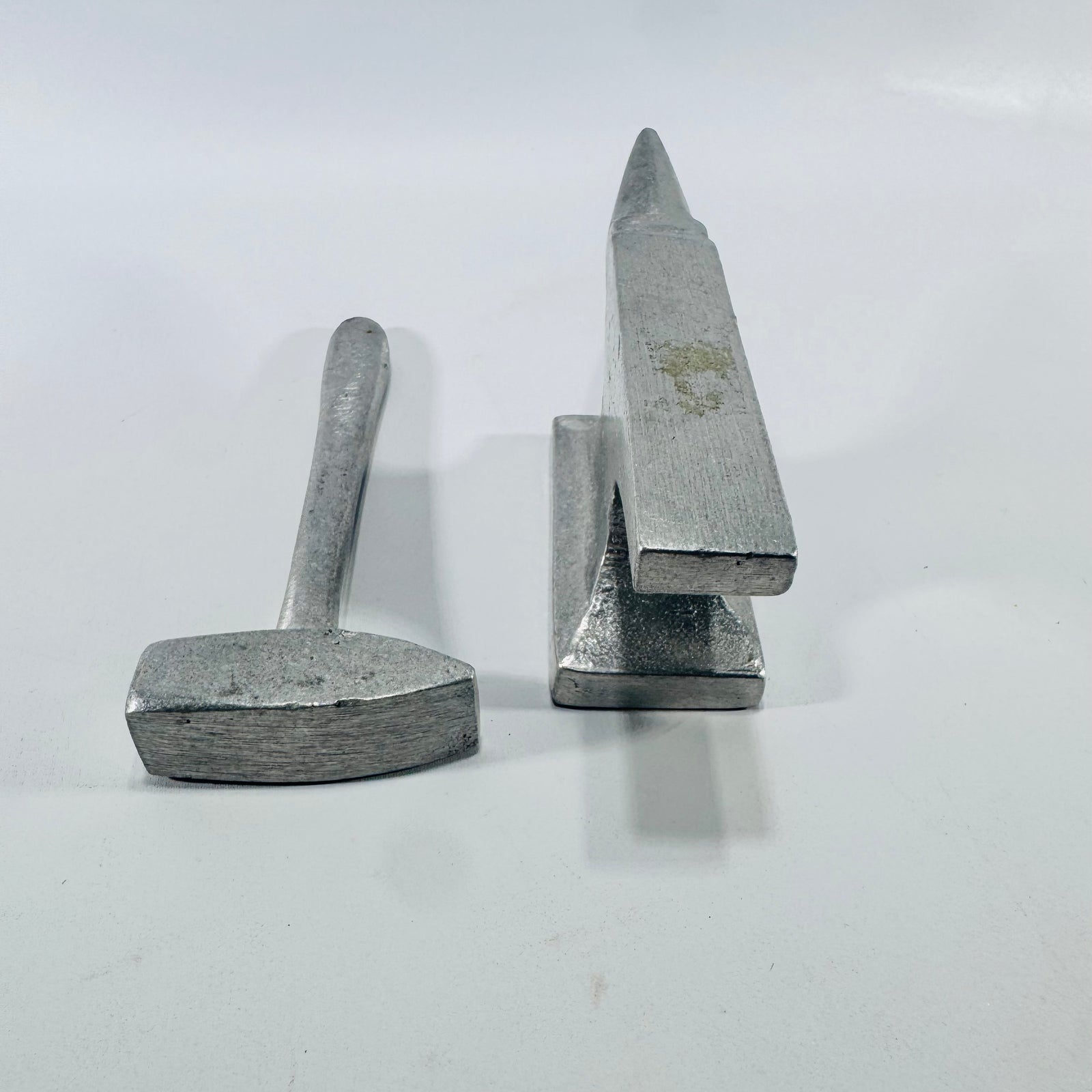 L.L.H. Miniature Anvil and Hammer 1970s Cast Metal Wilton Armetale Attribution