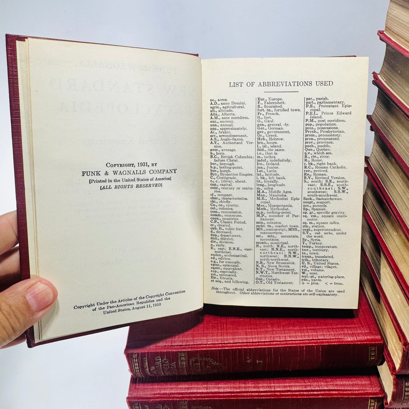 Funk & Wagnalls New Standard Encyclopedia of Universal Knowledge 1931 Complete 25 Volume Set