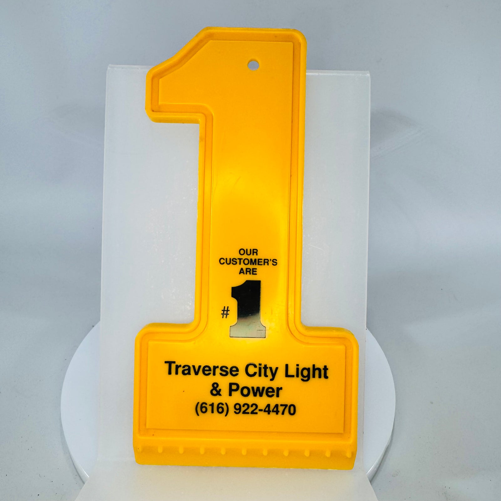 Vintage Traverse City Light & Power Ice Scraper, Number 1 Promotional Scraper, TCL&P Advertising, Yellow Utility Giveaway