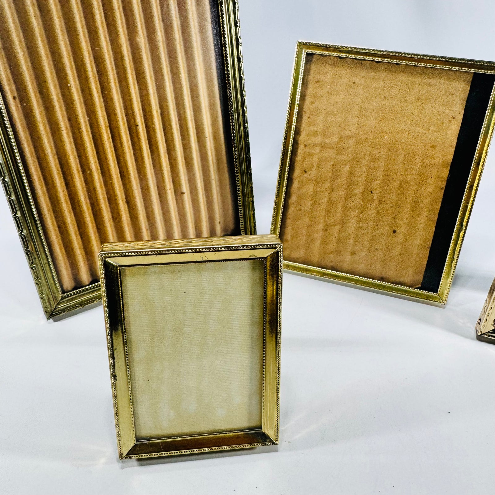 Brass Plated Picture Frame Lot of 4 1950s to 1970s Easel Backs