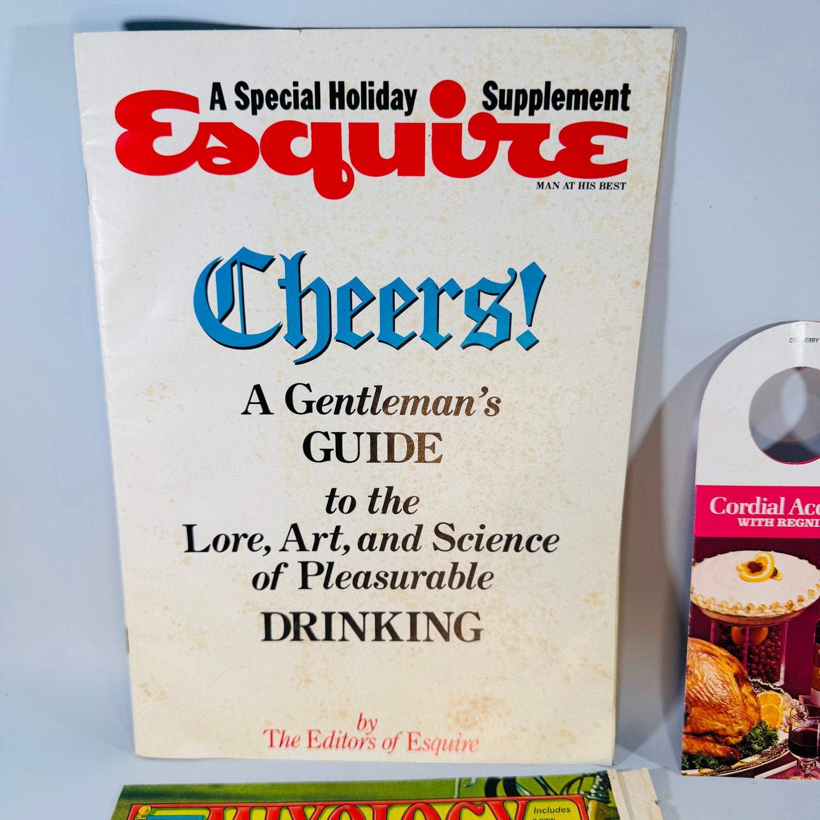 Vintage Cocktail Recipe Ephemera Bundle — Esquire Cheers! Supplement + Kahlúa, Galliano, Wine & Cordial Booklets (1966–1981) — Editors of Esquire and assorted makers | Retro bar paper lot, Cocktail & Wine Ephemera