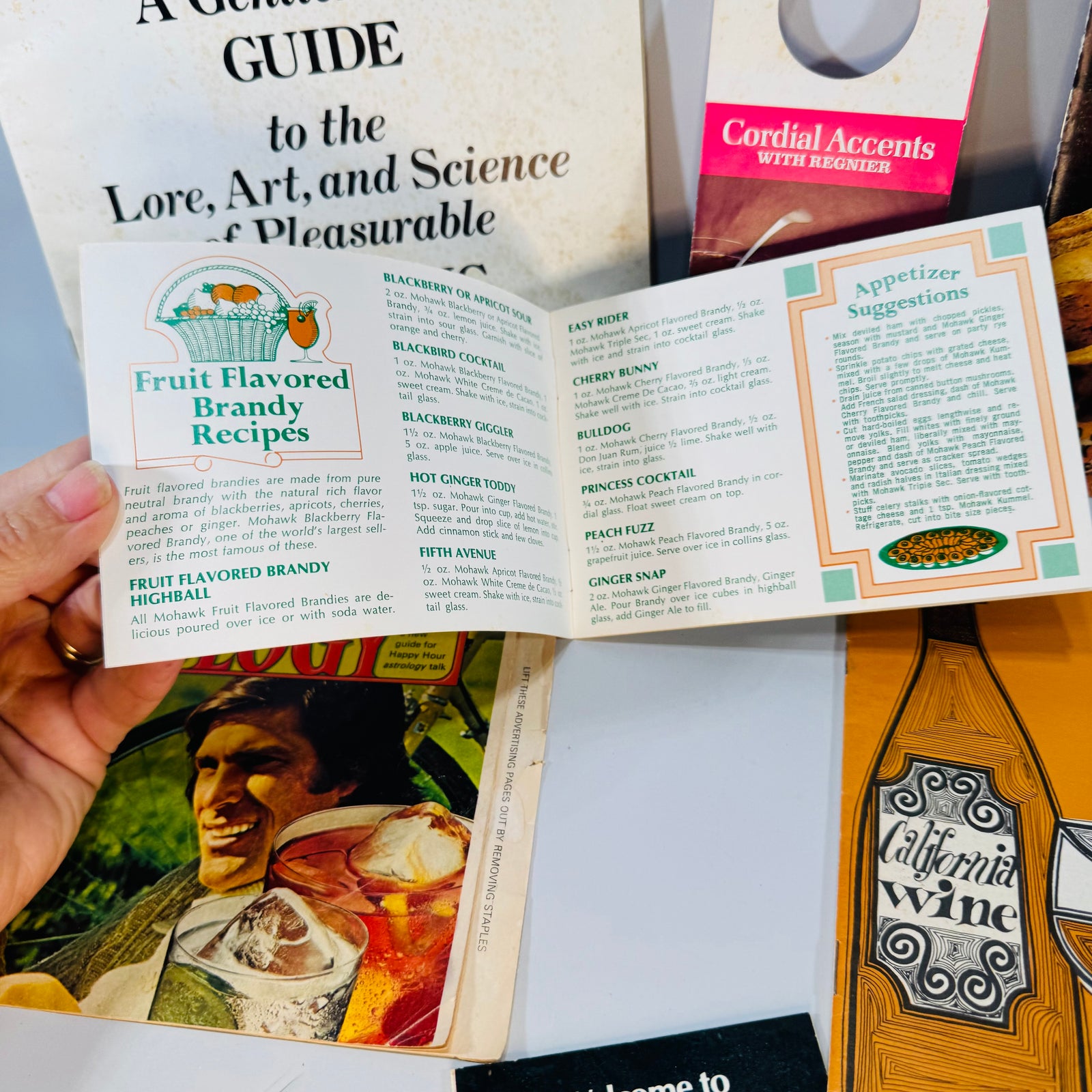 Vintage Cocktail Recipe Ephemera Bundle — Esquire Cheers! Supplement + Kahlúa, Galliano, Wine & Cordial Booklets (1966–1981) — Editors of Esquire and assorted makers | Retro bar paper lot, Cocktail & Wine Ephemera