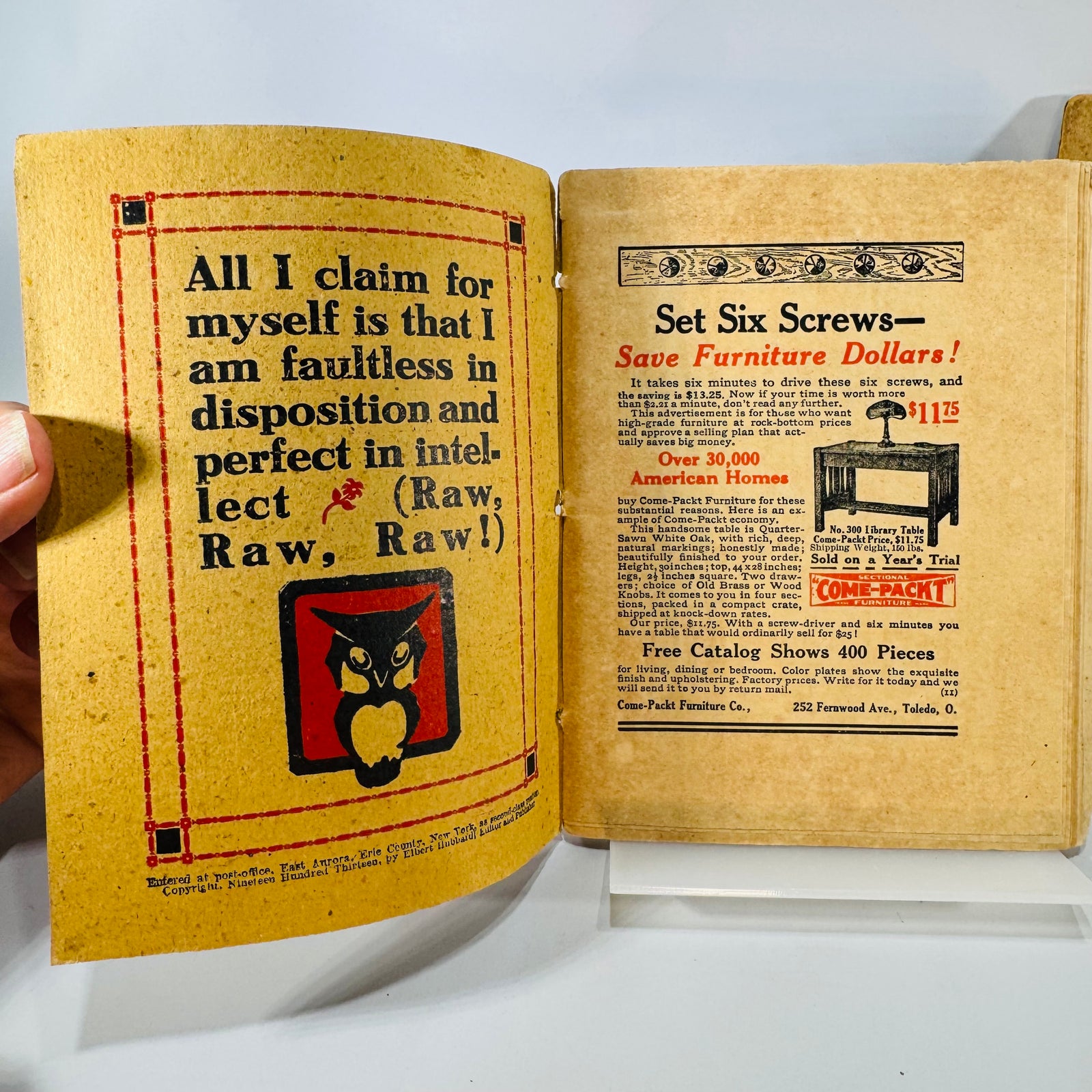 Arts and Crafts Literary Satire Ephemera — The Philistine: A Periodical of Protest 2-Issue Lot 1913 & 1914 — Elbert Hubbard | Roycroft Booklets, American Arts and Crafts Movement
