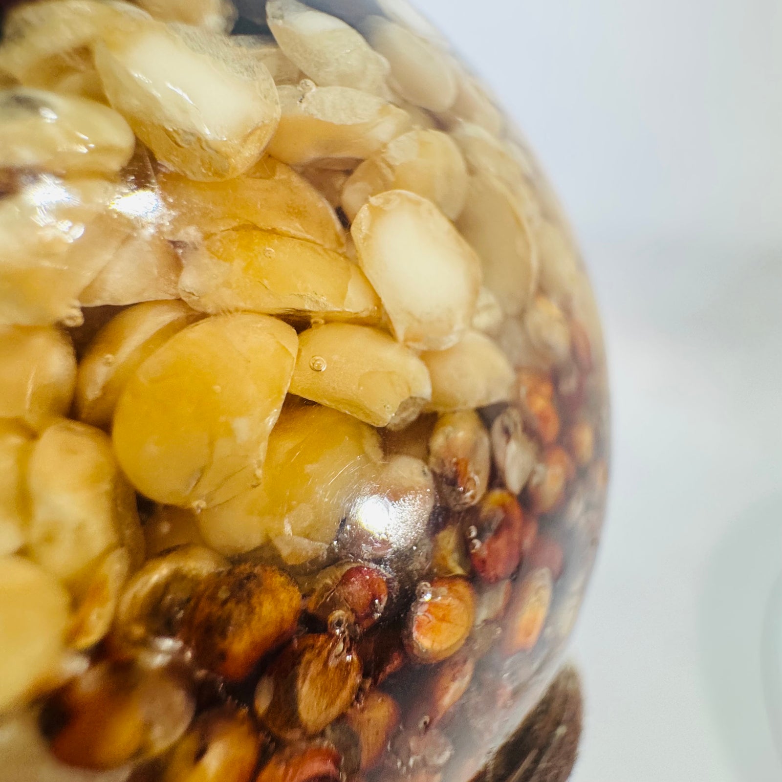 Vintage Lucite Seed Paperweight Sphere, Mid Century Farm Seed Ball, Acrylic Bean Ball Desk Decor, Resin Agricultural Display