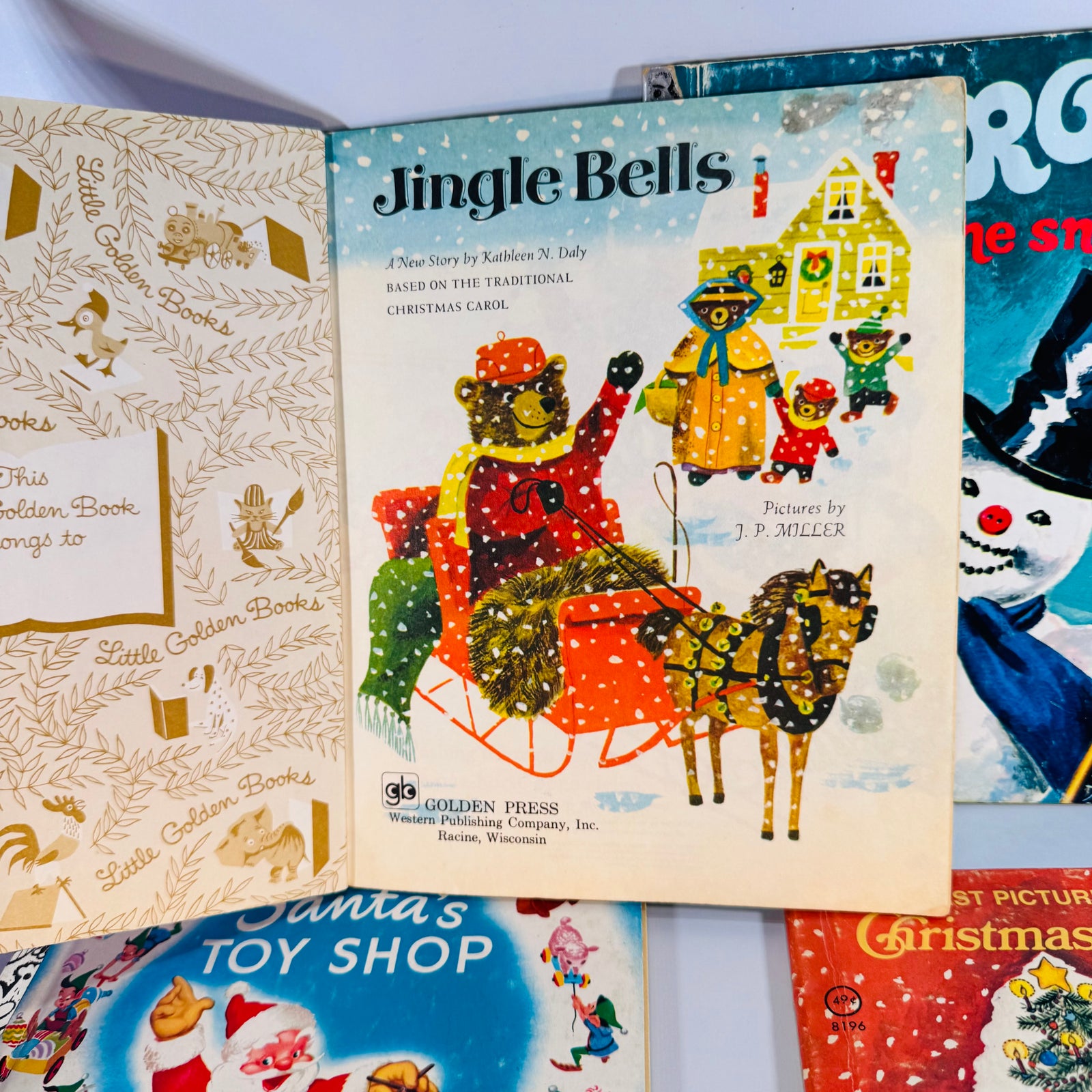 Vintage Christmas Children’s Book Bundle — Jingle Bells, Frosty the Snow Man, Santa’s Toy Shop & My First Picture Book of Christmas Carols — Little Golden Books + Rand McNally | Holiday Picture Books, Children’s Christmas Picture Books / Holiday Stories