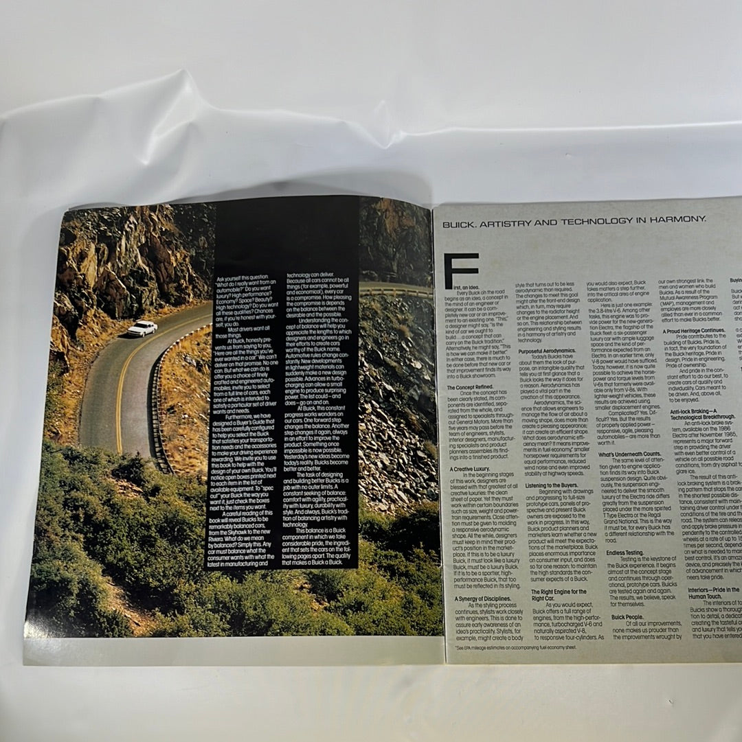 The Buick Buyer's Guide 1986 Dealers Showroom Advertising Catalog Brochure Guide Cars & Station Wagon by General Motors