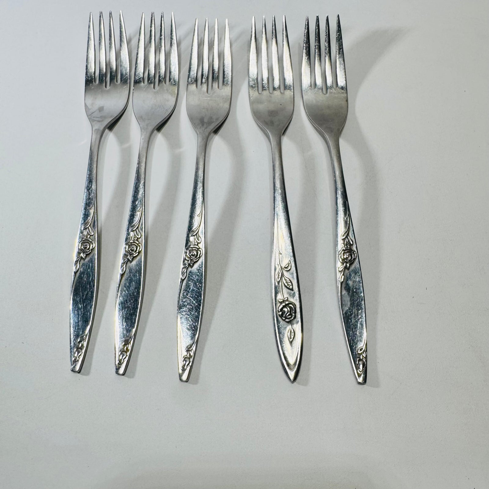 West Bend Stainless USA Rose Pattern Forks Mixed Set of 5