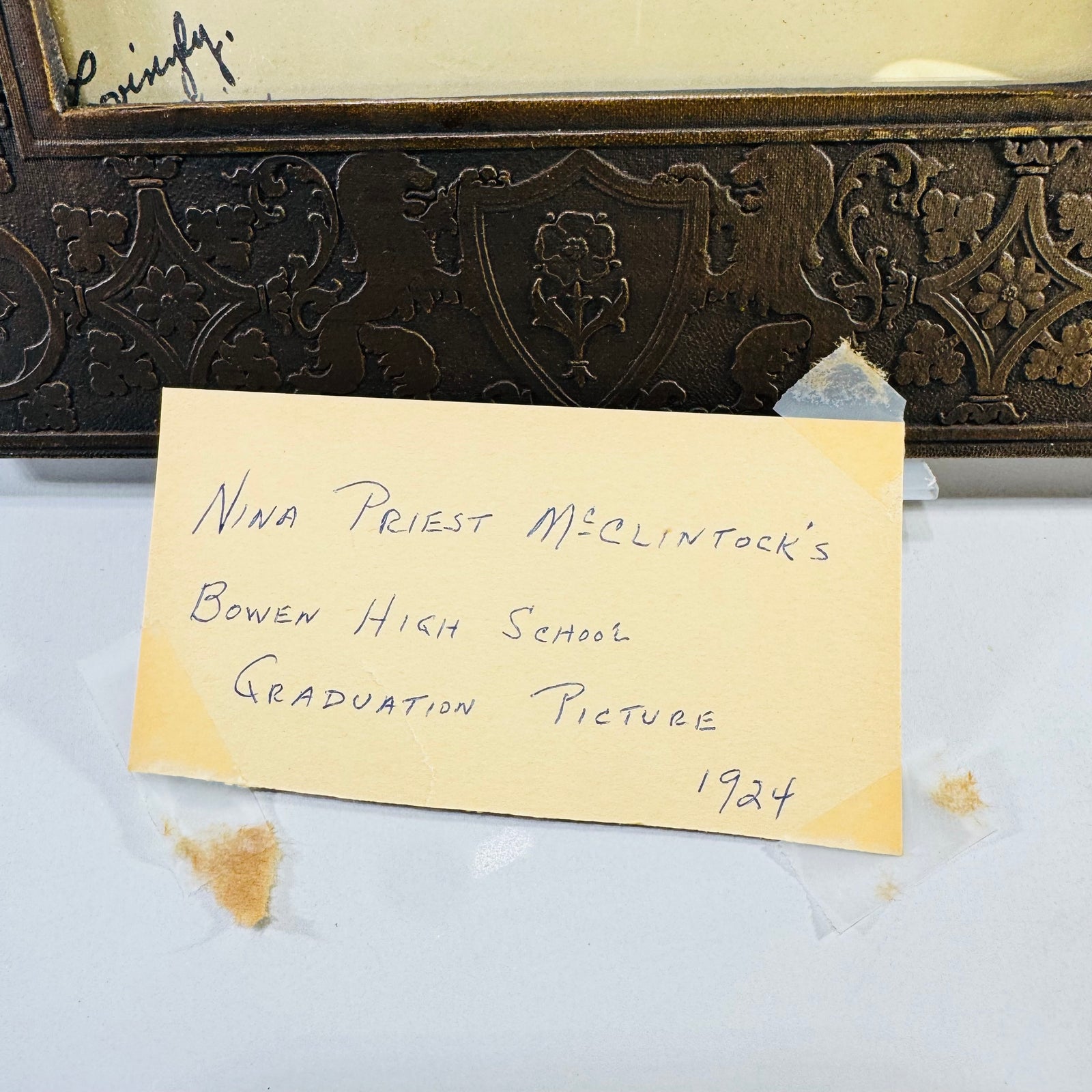 1920s Embossed Leatherette Graduation Portrait Frame 1924 Photo
