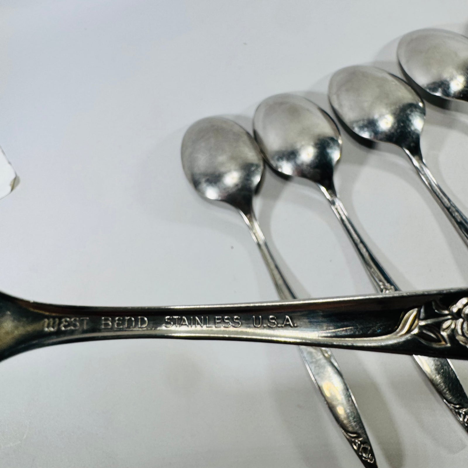 West Bend Twilight Rose Oval Soup Spoons Set of 6 Stainless