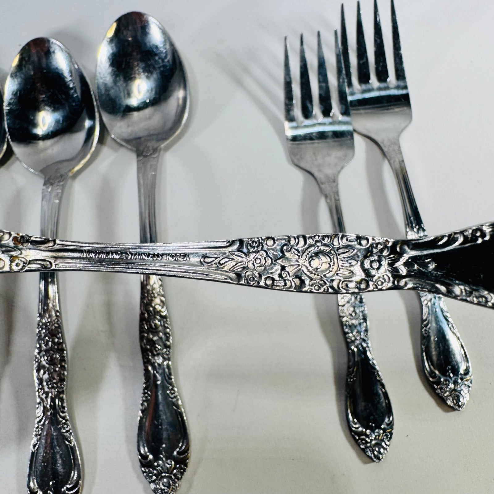 Northland Carolina Stainless Flatware Lot of 8 Spoons Forks Korea