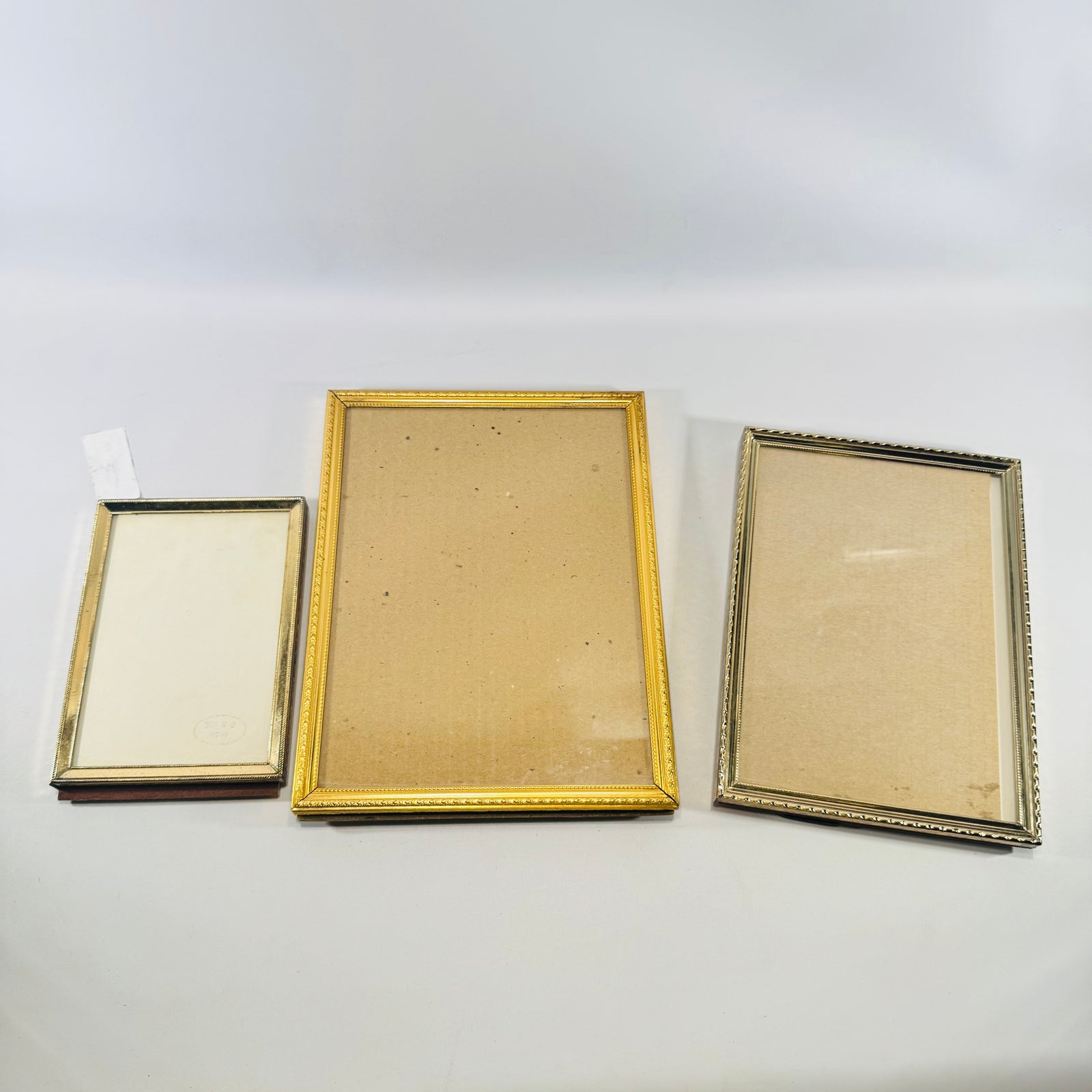 Ornate Gold Tone Metal Picture Frames Lot of 3 Easel Back Tabletop