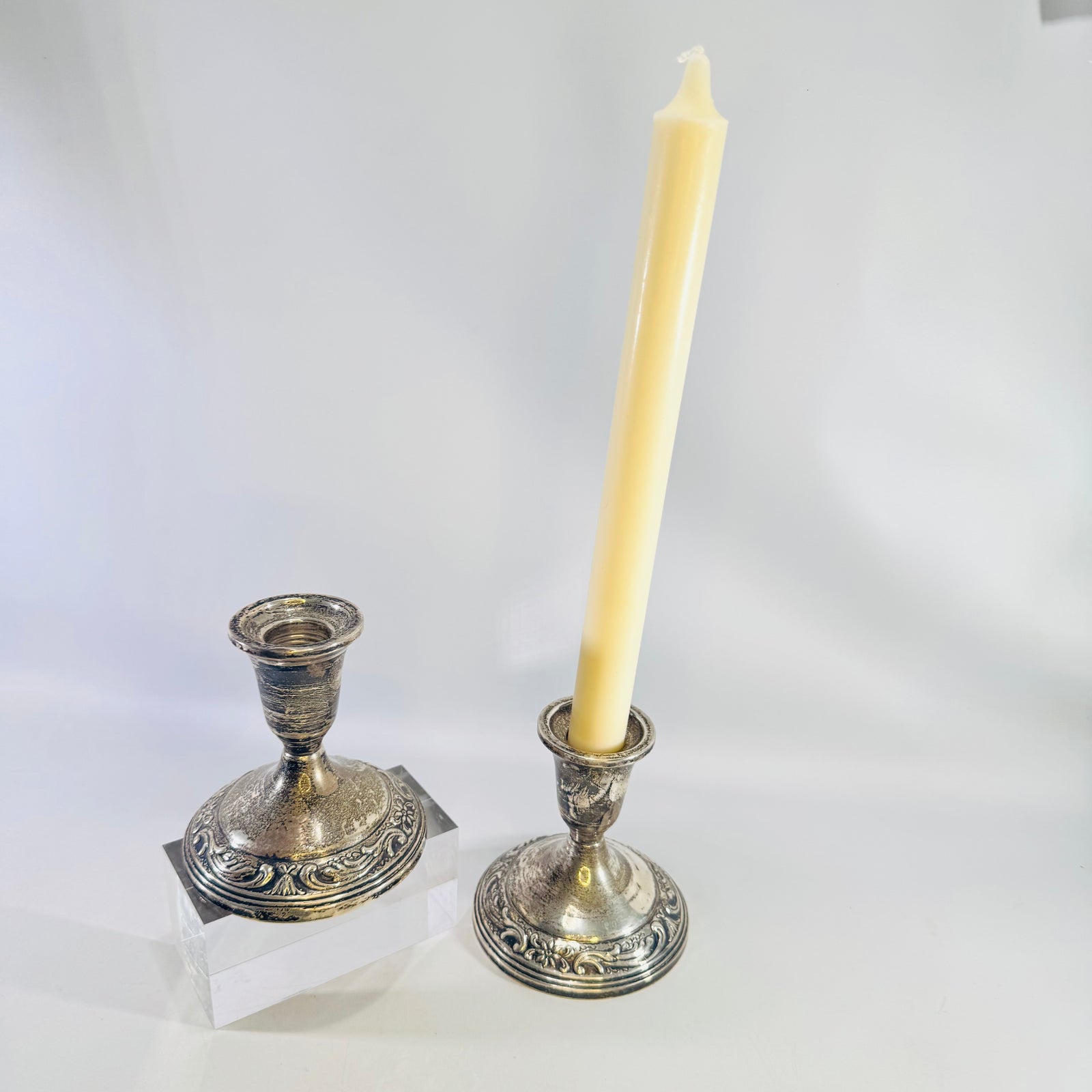 Towle 6020 Sterling Candlesticks Pair, Chippendale Style