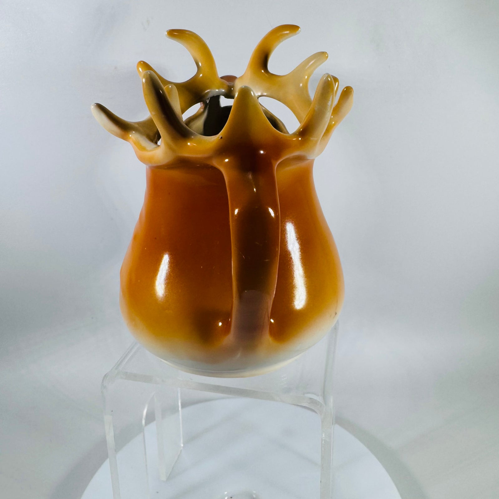 Antique Royal Bayreuth Elk Creamer Porcelain Figural Pitcher Bavaria Deer Stag Creamer Pre 1902 Mark
