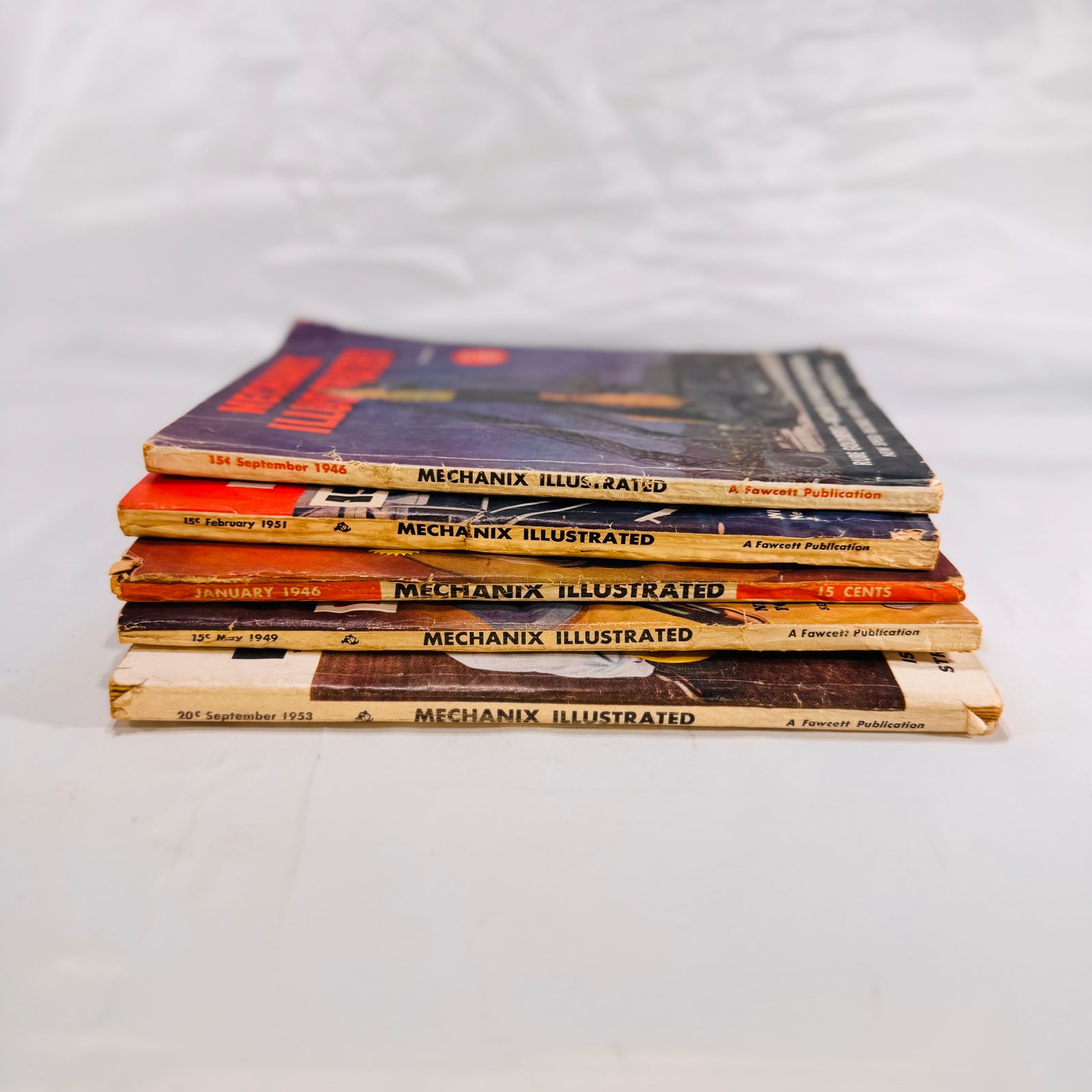 Set of 5 Vintage Mechanix Illustrated Magazines (1946–1953) by Fawcett Publications