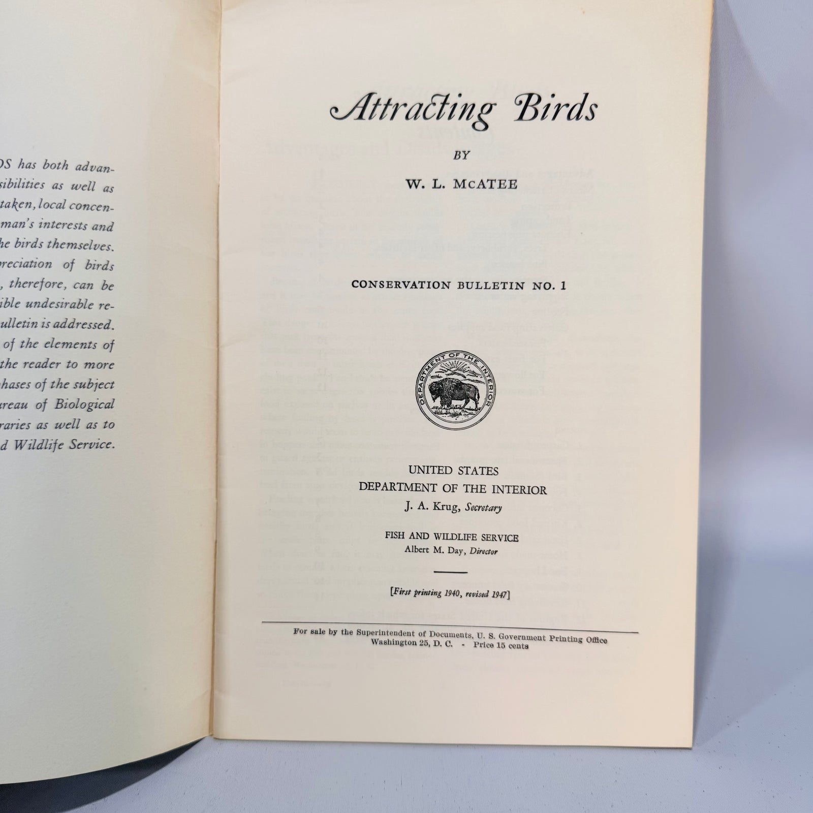 Natural History • Birding Set — A Field Guide to the Birds (1980, 4th Ed.) + Attracting Birds (1947 rev.) — Roger Tory Peterson & U.S. Fish and Wildlife | Color Plates, Field Guide