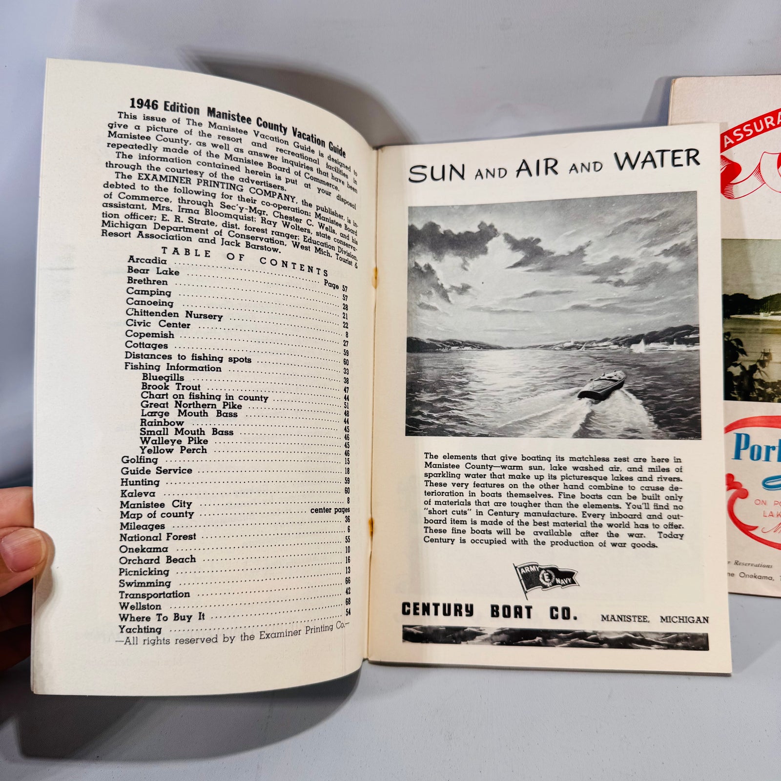 ManistMee County, Michigan Vacation Guides Set (1946 ) — Examiner Printing Co. / Manistee Board of Commerce | Maps & Ads Regional Travel History Ephemera