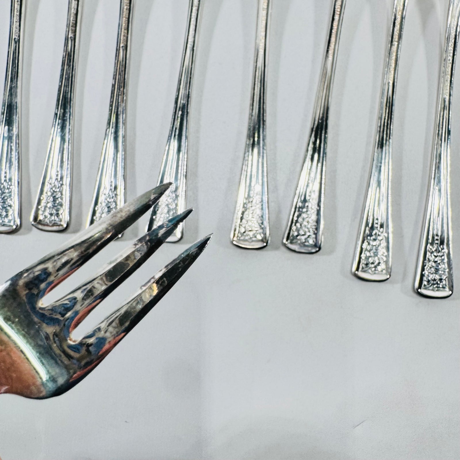 International Silver Silver Belle Cold Meat Forks Set of 9
