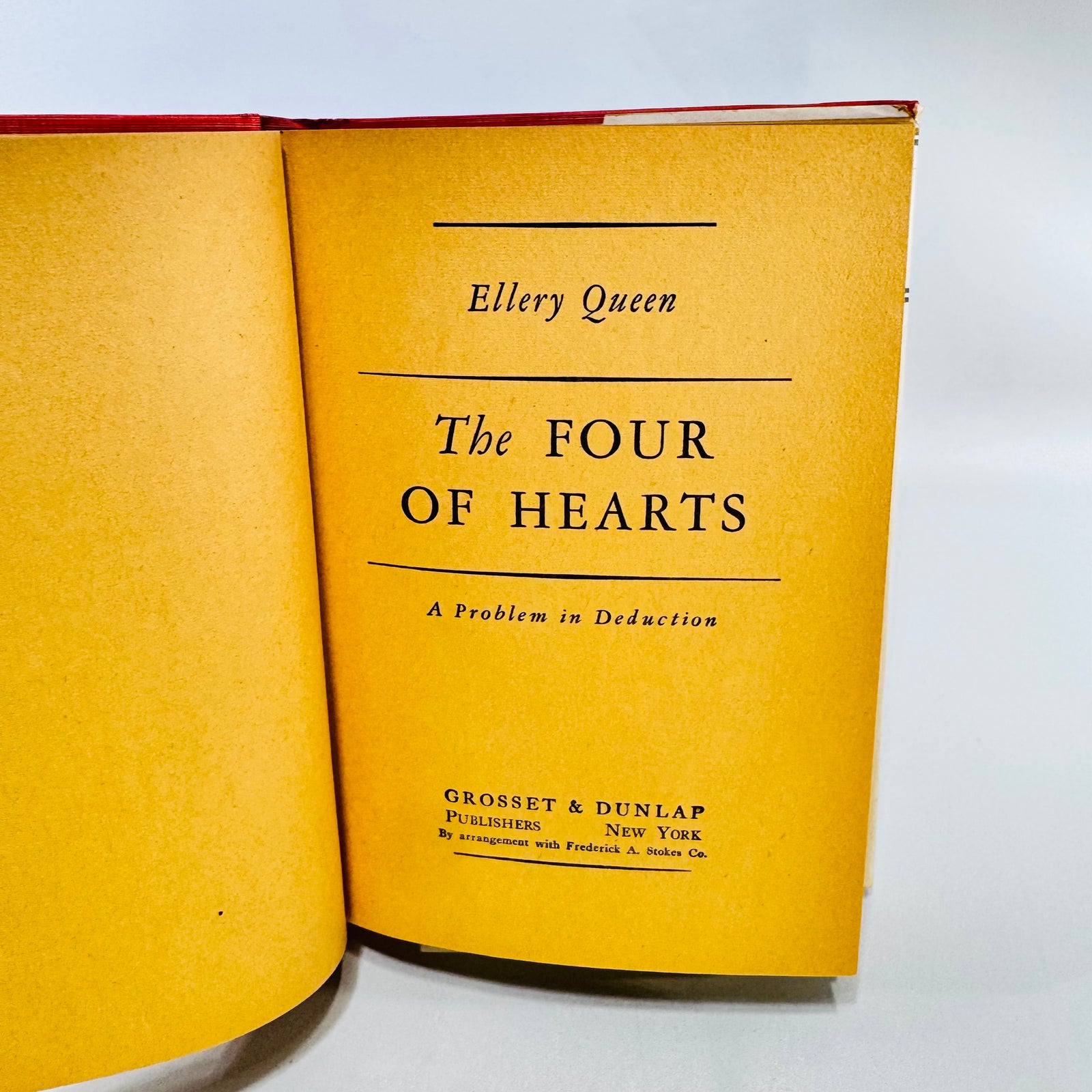 The Four of Hearts by Ellery Queen Grosset & Dunlap Madison Square Hardcover with Dust Jacket