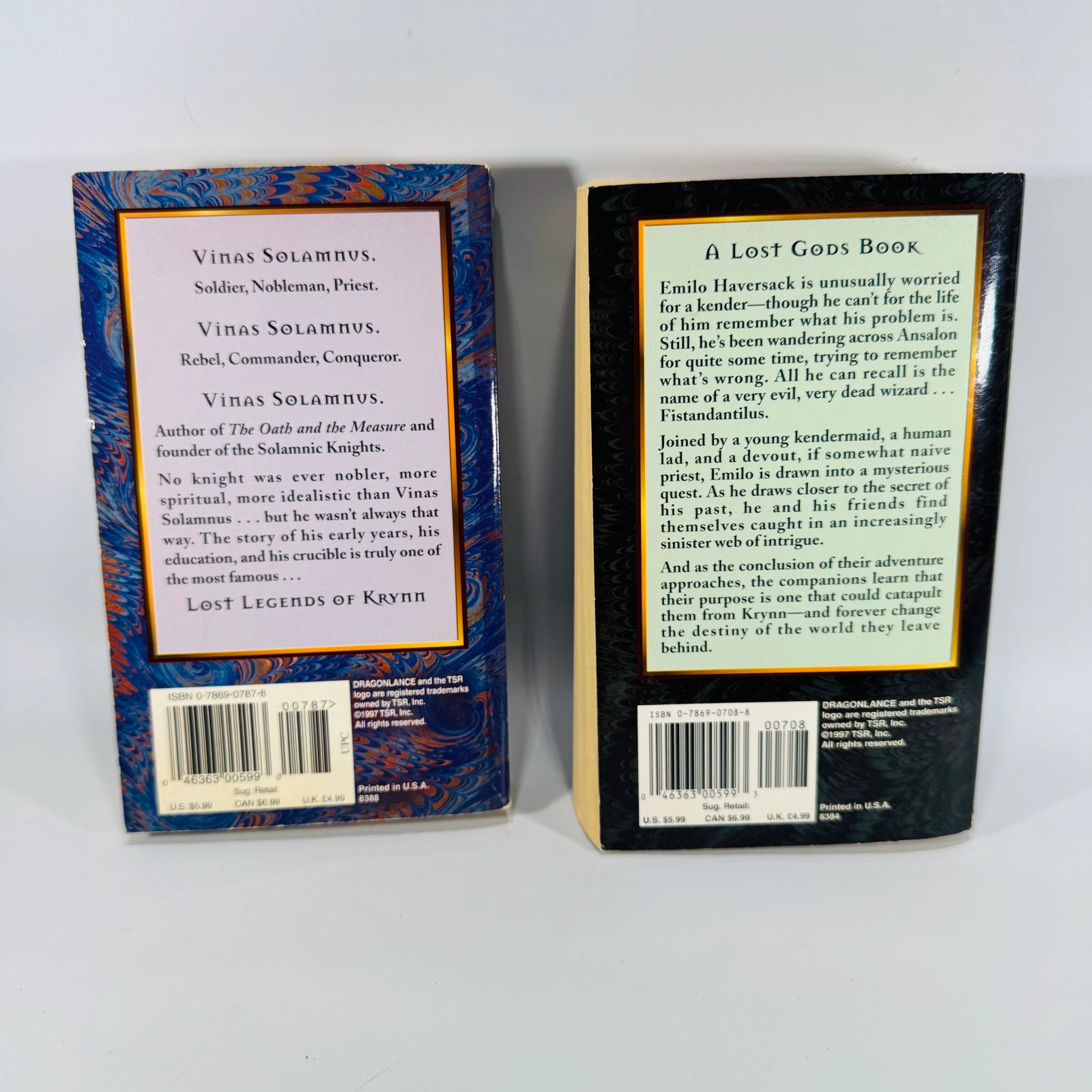 Dragonlance Fantasy Paperback Set — Lost Legends Volumes I–II (1997) — J. Robert King & Douglas Niles | Vinas Solamnus, Fistandantilus Reborn, Fantasy Adventure