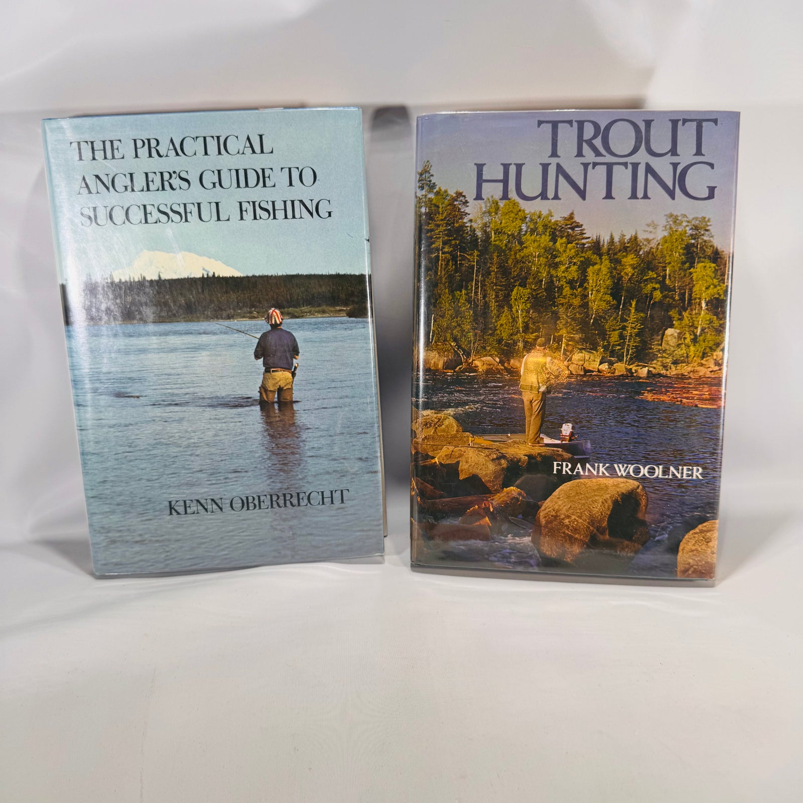 Outdoors Fishing Bundle— Angler’s How-To Bundle (1977–1978) — Kenn Oberrecht Practical Angler’s Guide + Frank Woolner Trout Hunting | Dust Jackets, Winchester Press, How-To