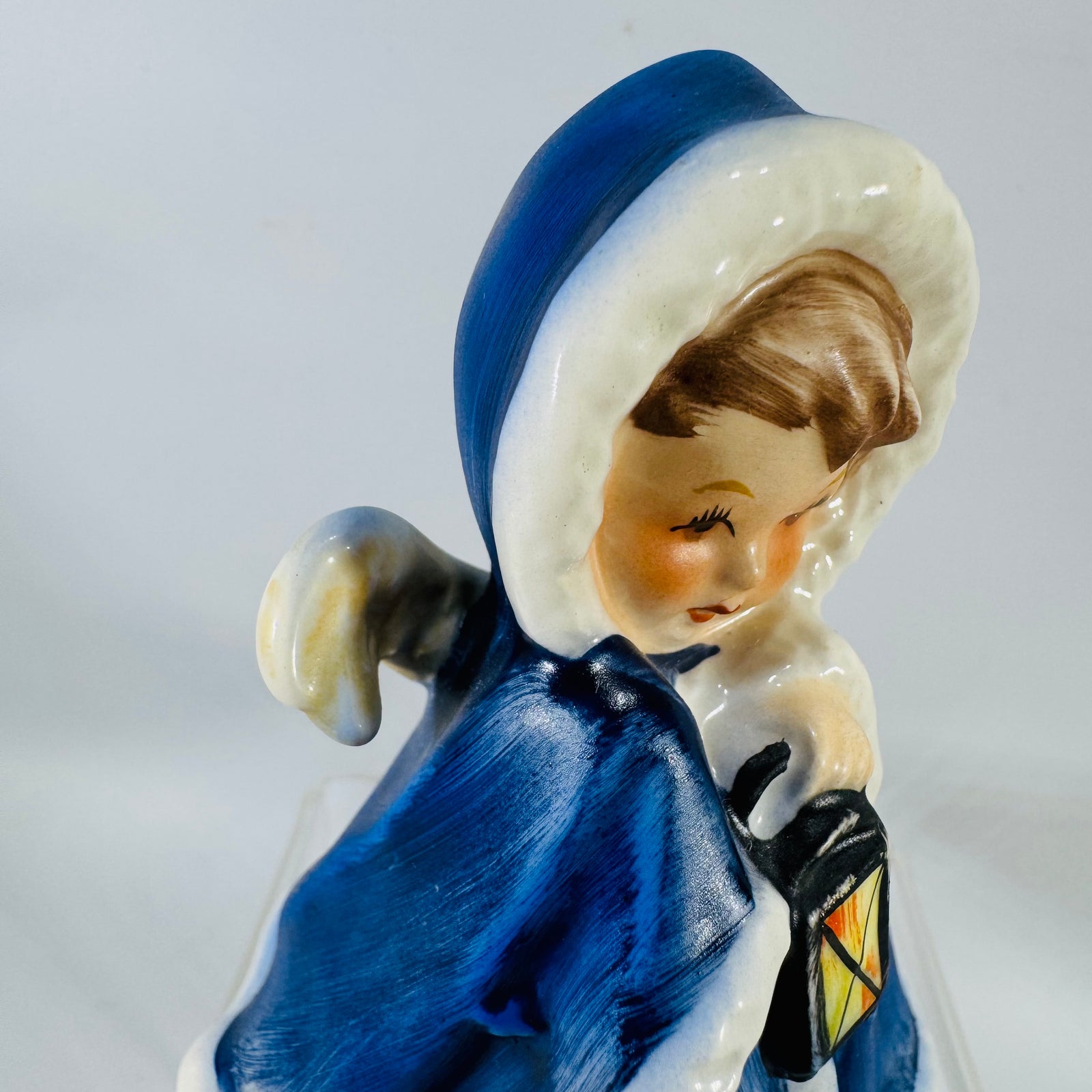 Goebel Angel Figurine, Angel With Lantern, Blue Hooded Christmas Angel, West Germany ROB 412