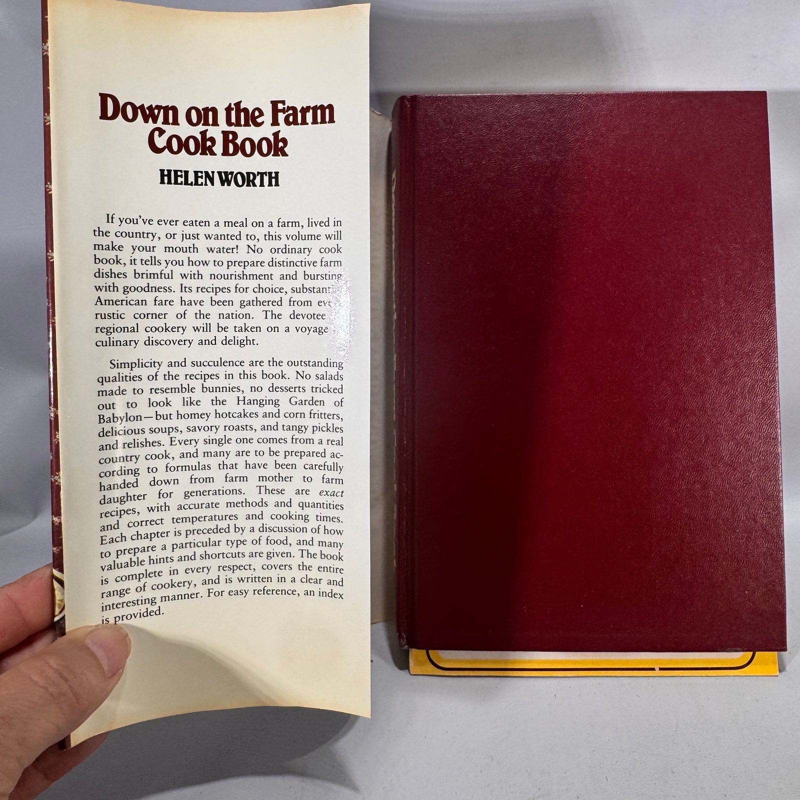 Vintage Country & Regional Cookbook — Down-on-the-Farm Cook Book (1981 Edition; orig. 1943) — Helen Worth | Hardcover w/ Jacket, Country Cooking