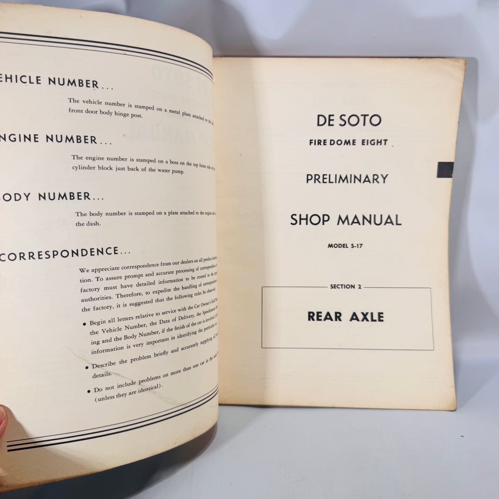 DeSoto FireDome Eight Preliminary Shop Manual, Model S-17-1952 — Chrysler/De Soto Division | MoPar Service, Automotive Service Manual