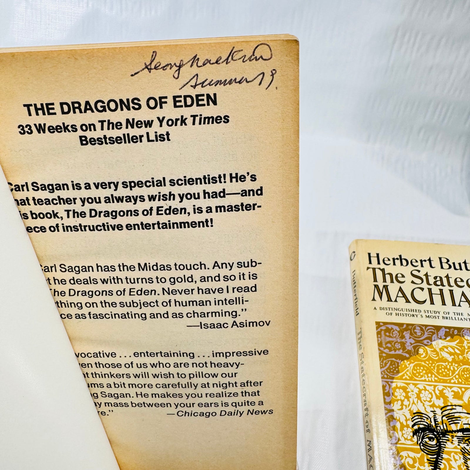 The Dragons of Eden, Firefox, Statecraft of Machiavelli 3 Book Lot