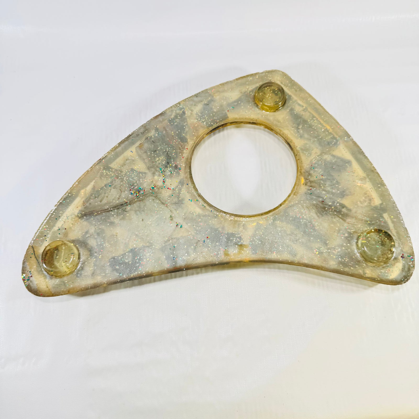 Masonic Boomerang Ashtray 1960s to 1970s Resin Abalone Shell Inlay