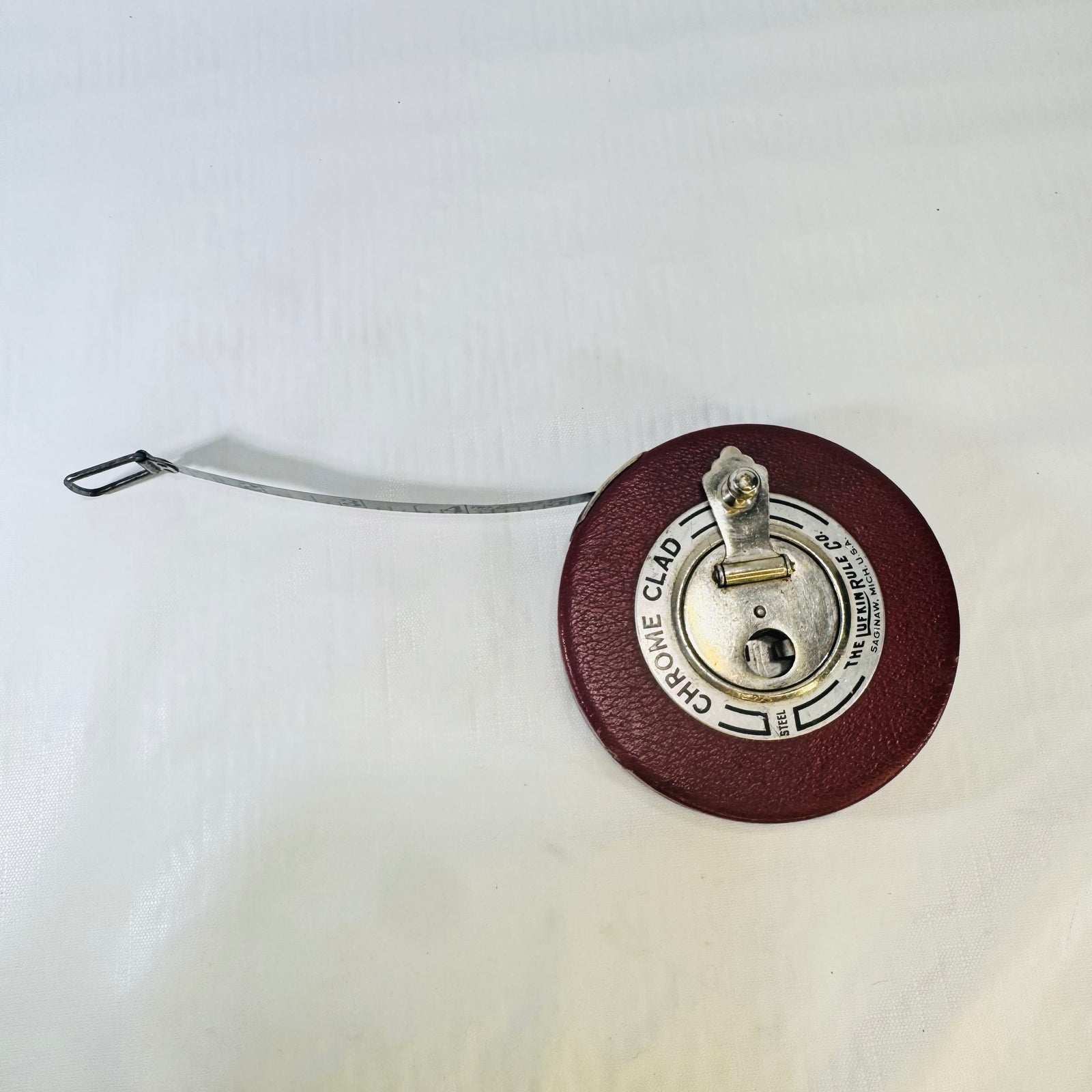 Lufkin Leader 50 FT Chrome Clad Steel Tape Measure Saginaw Michigan 1950s