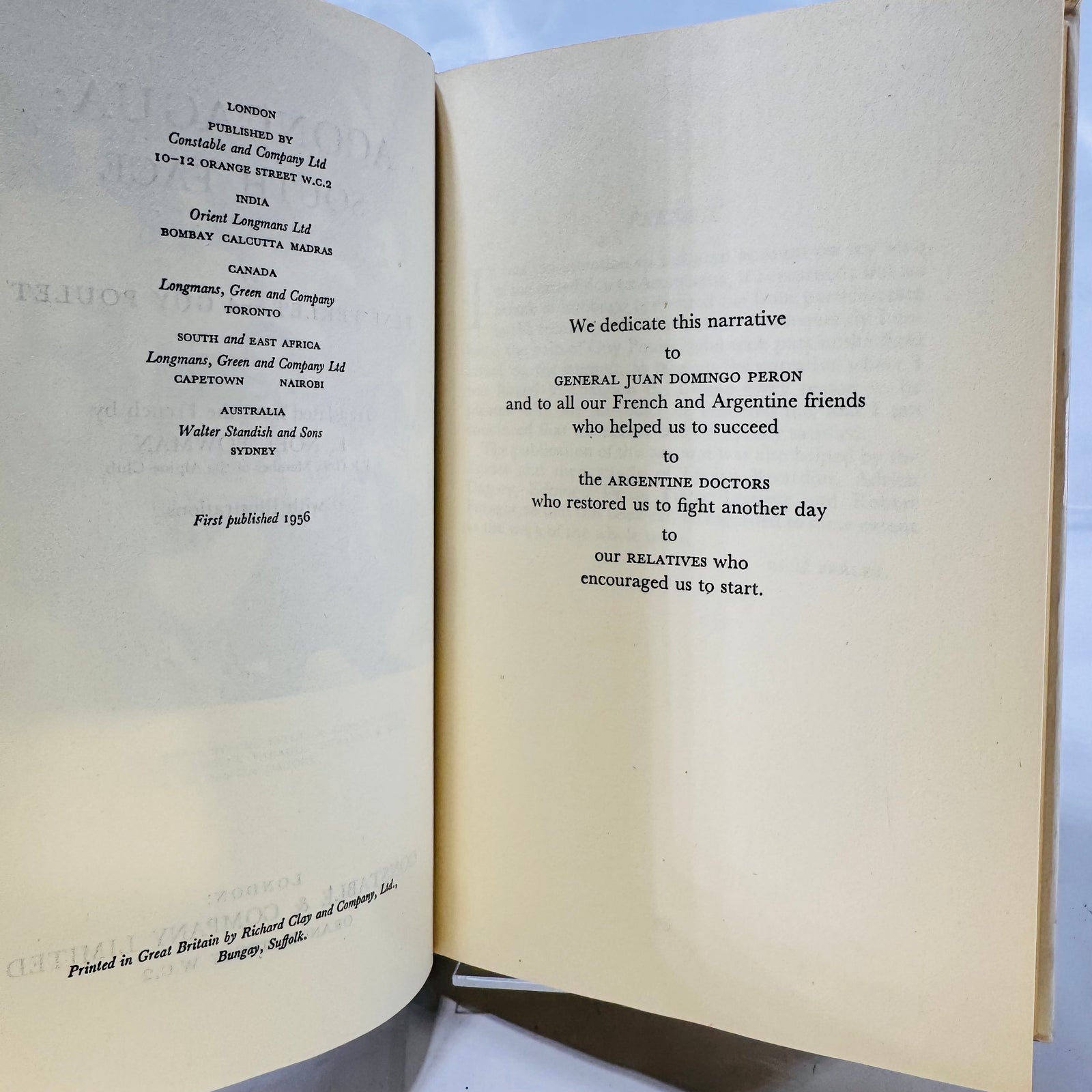 Aconcagua South Face by René Ferlet & Guy Poulet (1956), Hardcover with Dust Jacket
