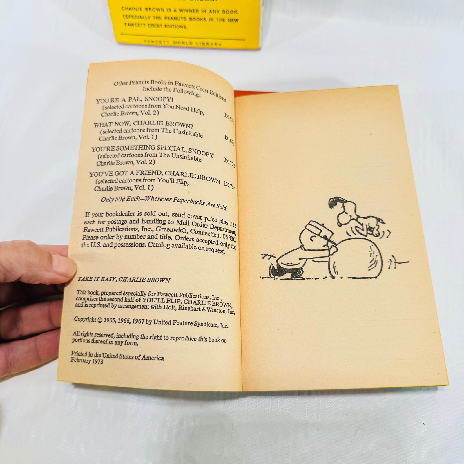 Charlie Brown Fawcett Crest 3 Book Lot, Charles M. Schulz Peanuts Paperbacks, 1969 to 1973