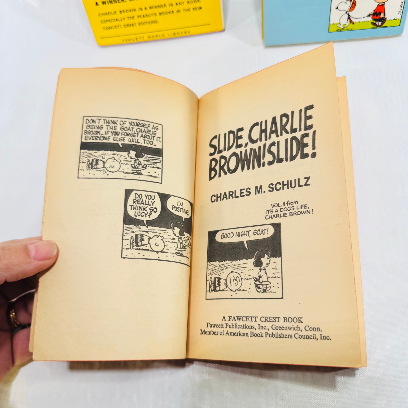 Charlie Brown Fawcett Crest 3 Book Lot, Charles M. Schulz Peanuts Paperbacks, 1969 to 1973