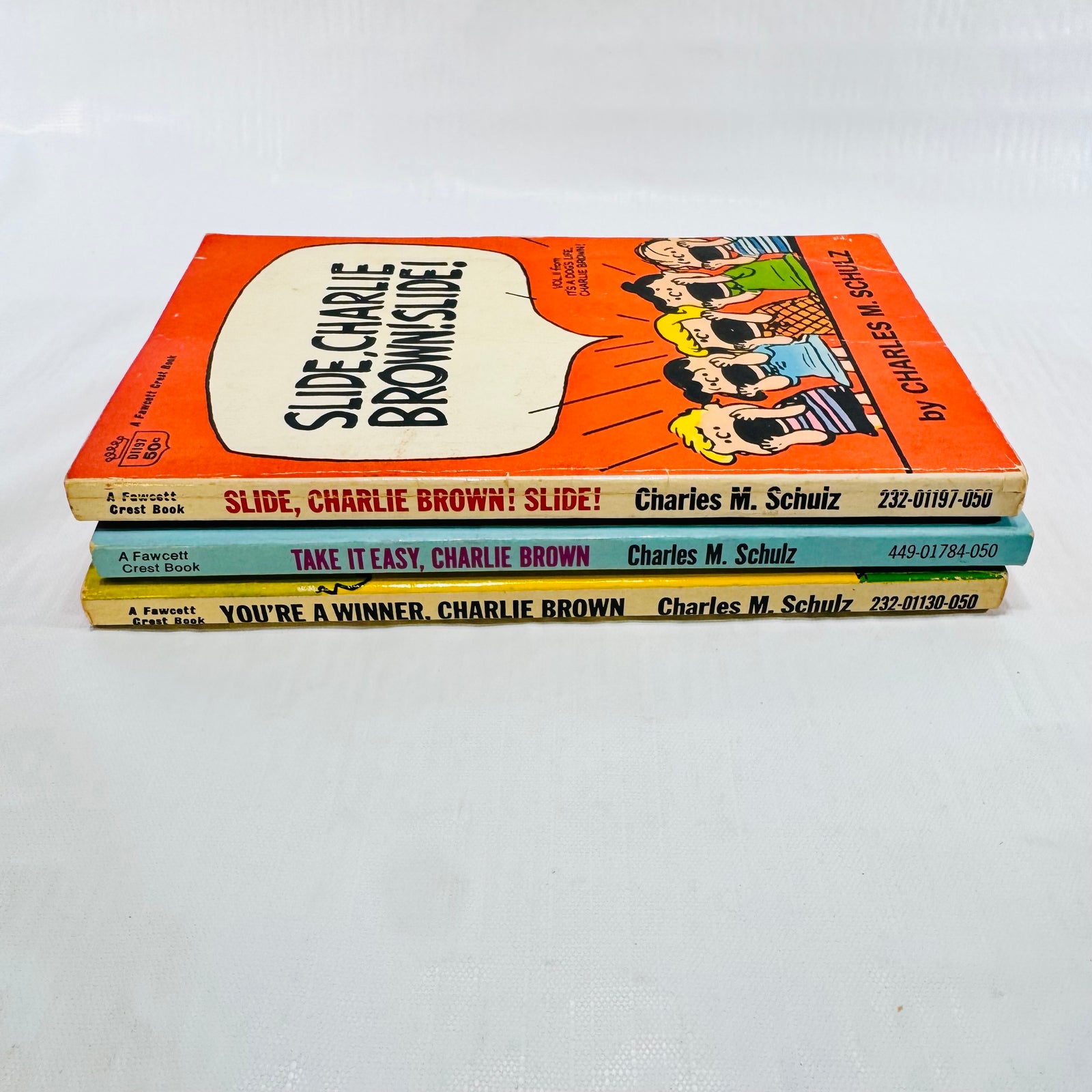 Charlie Brown Fawcett Crest 3 Book Lot, Charles M. Schulz Peanuts Paperbacks, 1969 to 1973